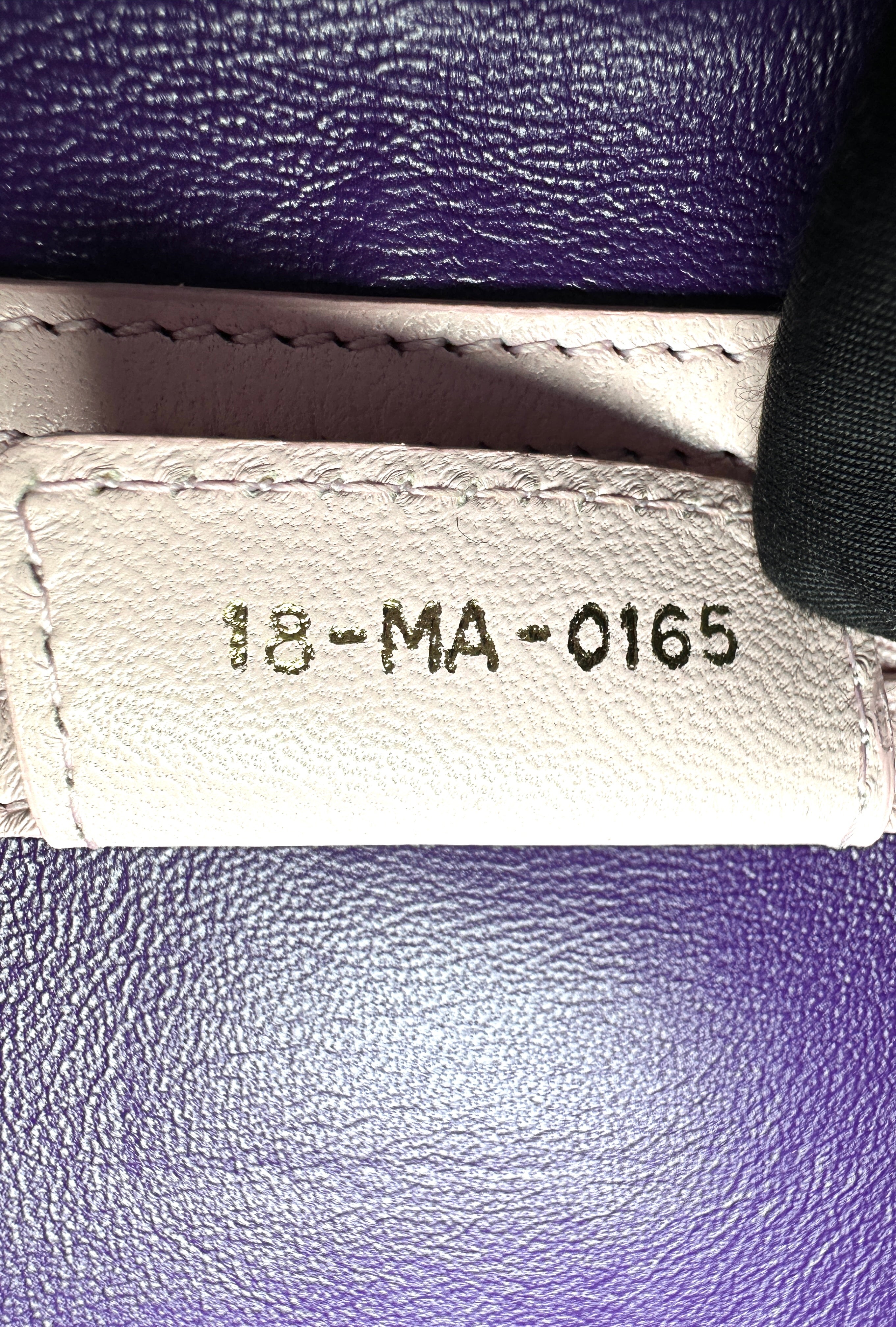 Christian Dior Lady Dior Purple Cannage Leather Handle Bag With Silver Charms DR794