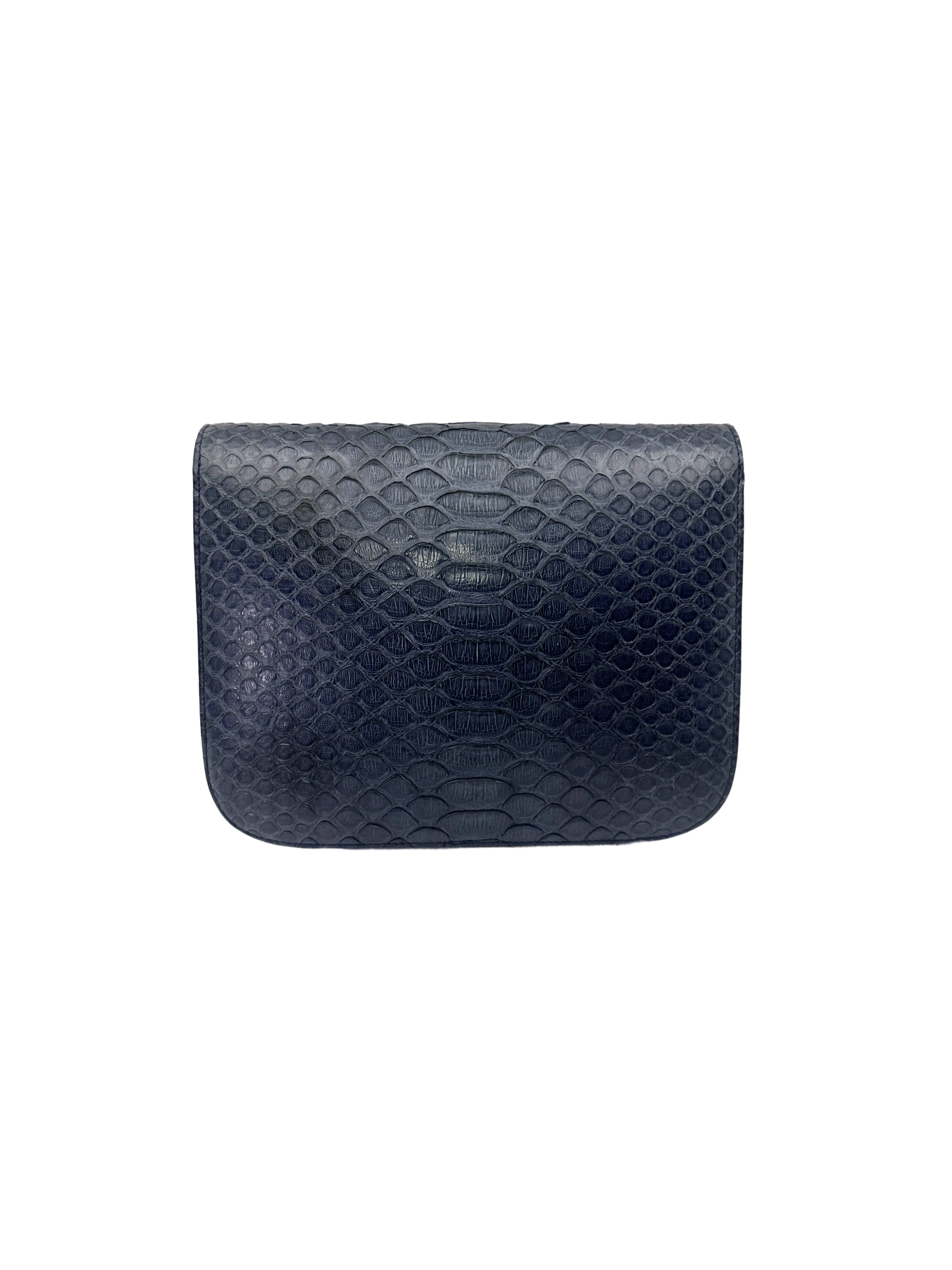 Celine Classic Box Blue Python Leather Medium Size Shoulder Bag CE172