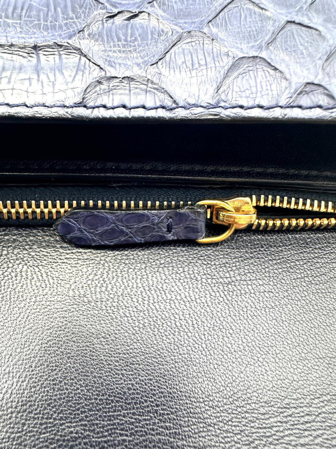 Celine Classic Box Blue Python Leather Medium Size Shoulder Bag CE172