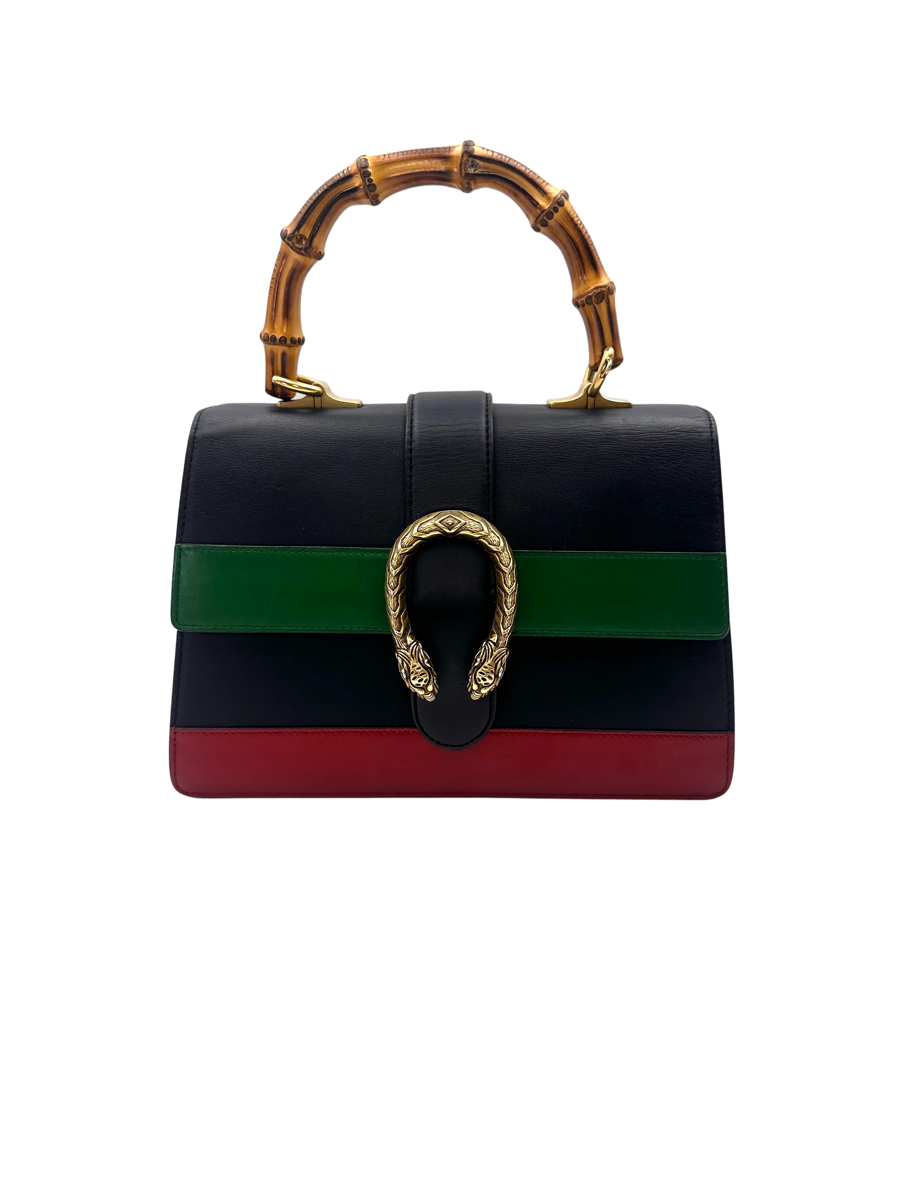 Gucci Dionysus Black Leather Bamboo Handle Bag GG1302