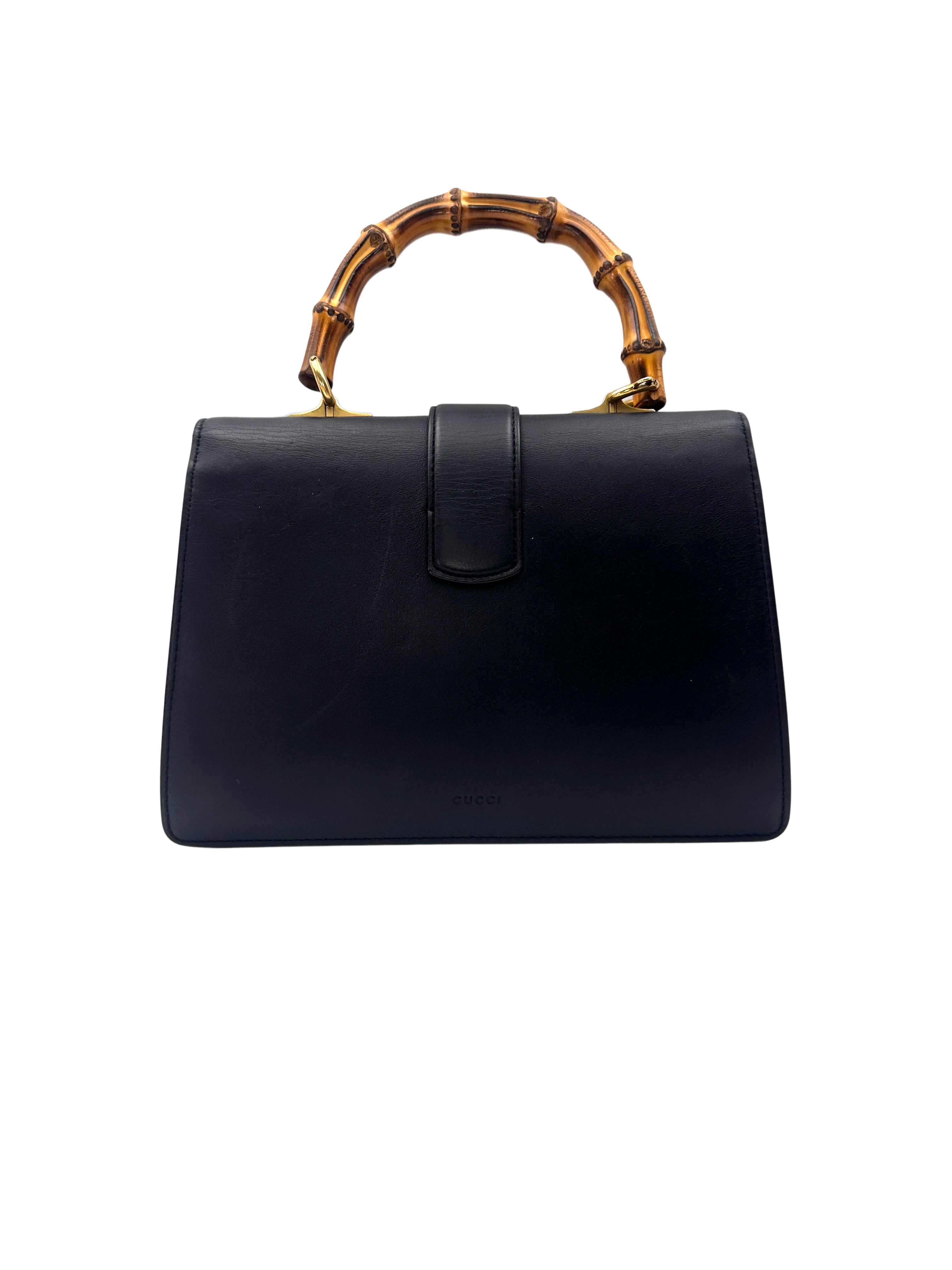 Gucci Dionysus Black Leather Bamboo Handle Bag GG1302