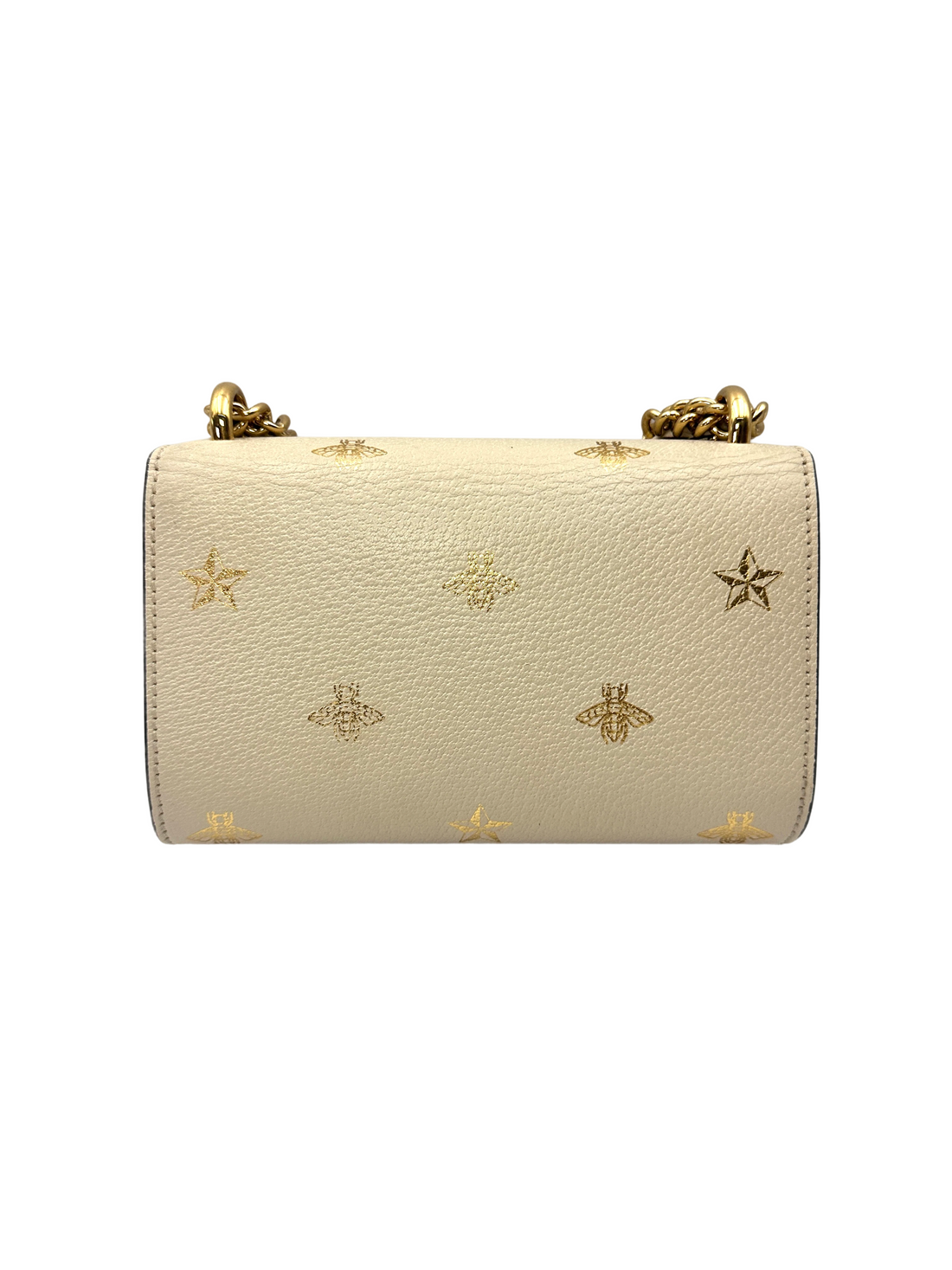 Gucci Padlock Bee Star White Leather Shoulder Bag GG1303