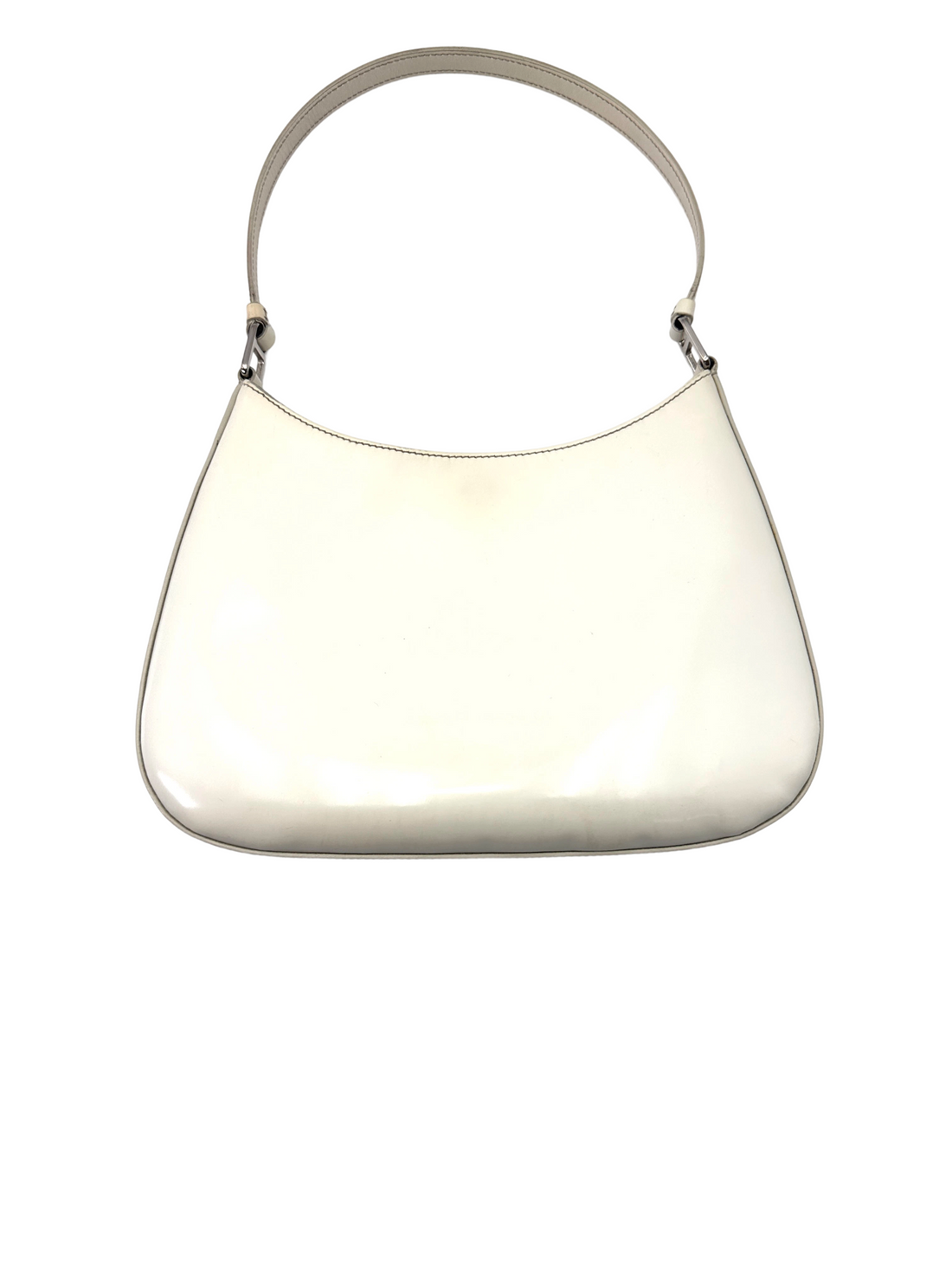Prada Cleo White Brushed Leather Shoulder Bag PR465