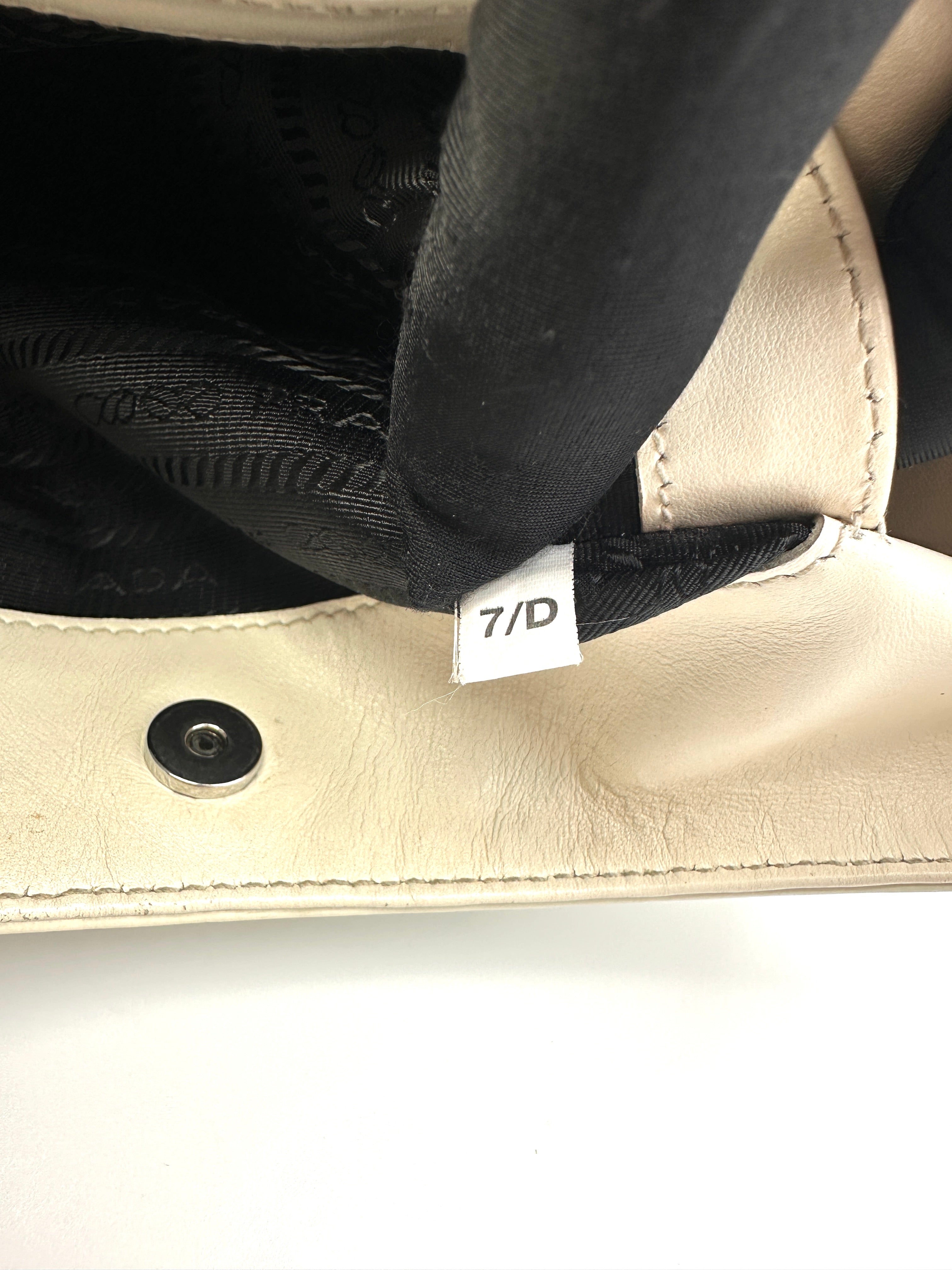 Prada Cleo White Brushed Leather Shoulder Bag PR465