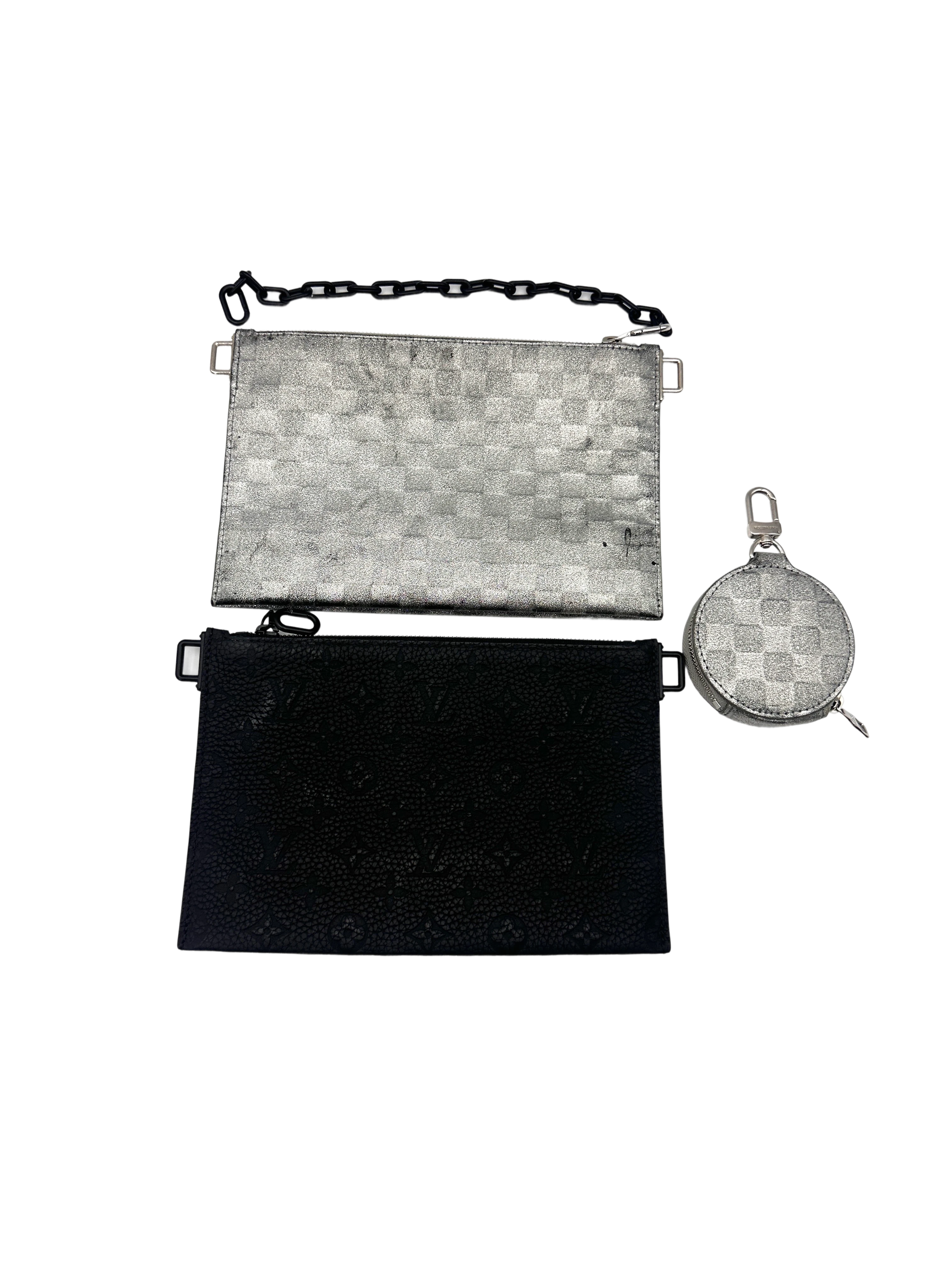 Louis Vuitton Trio Pouch NM Monogram Eclipse Graphite Leather Shoulder Bag LV3008