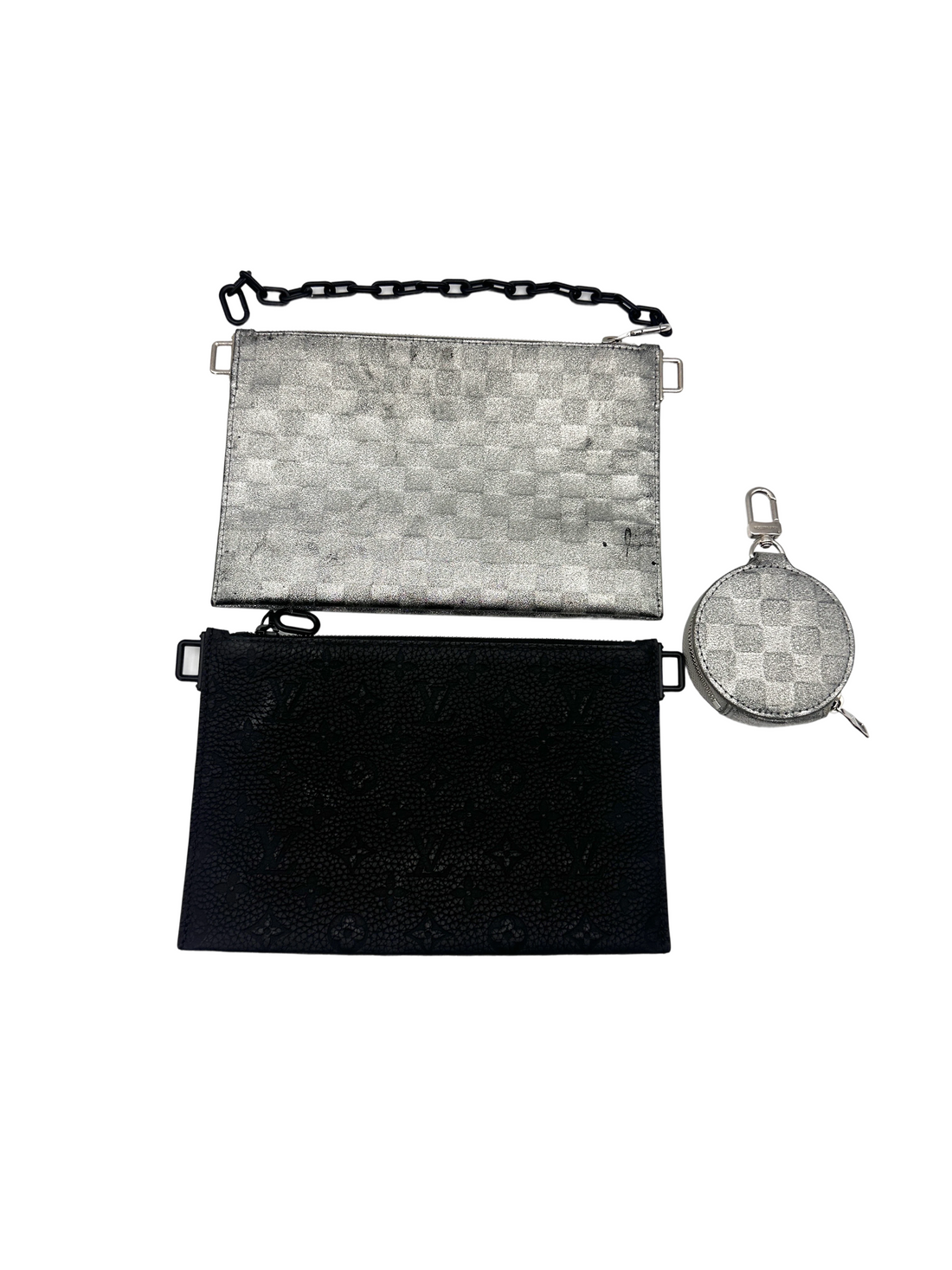 Louis Vuitton Trio Pouch NM Monogram Eclipse Graphite Leather Shoulder Bag LV3008