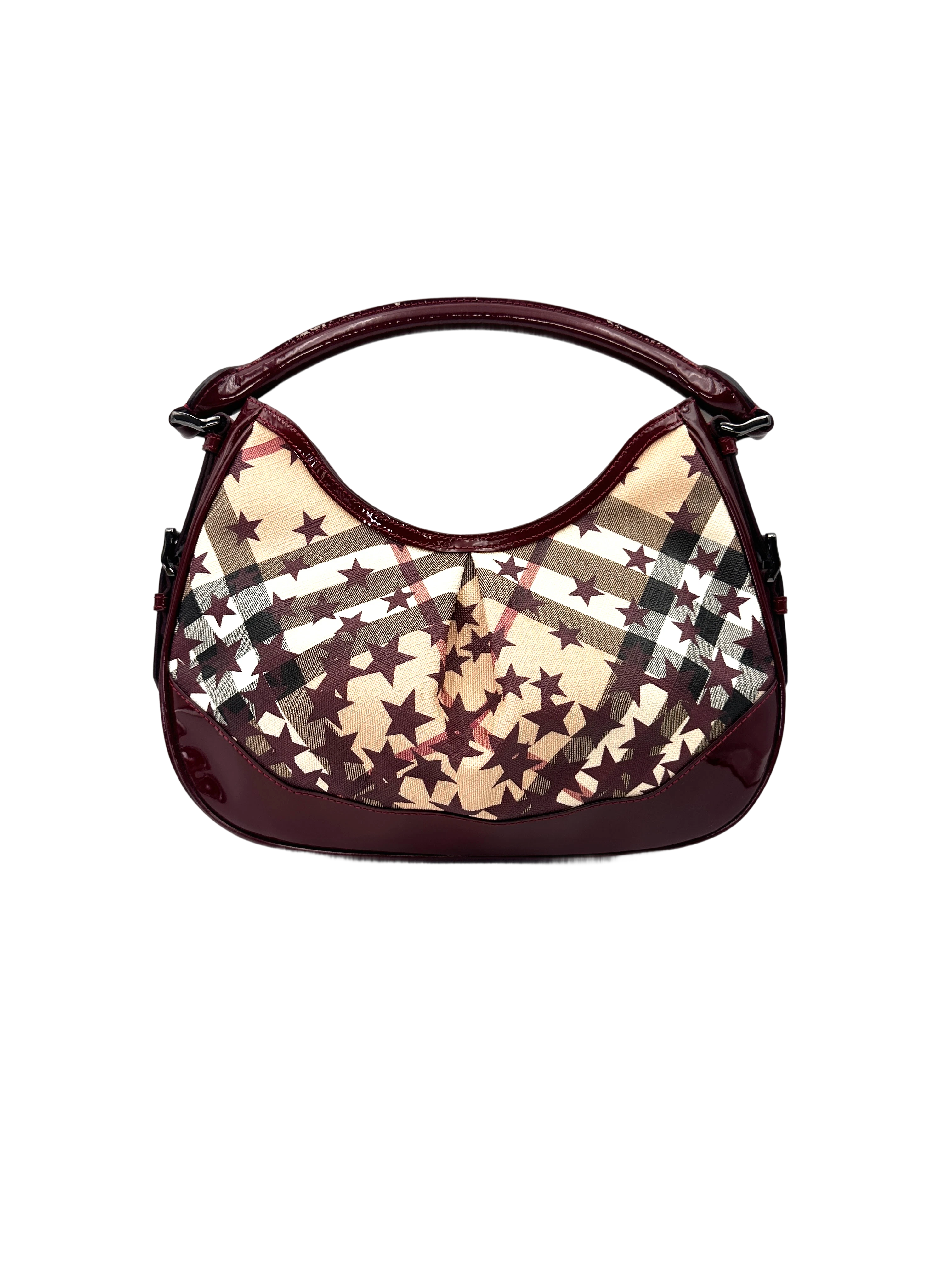 Burberry Red Star Print Supernova Check Hernvulle Shoulder Bag BR72