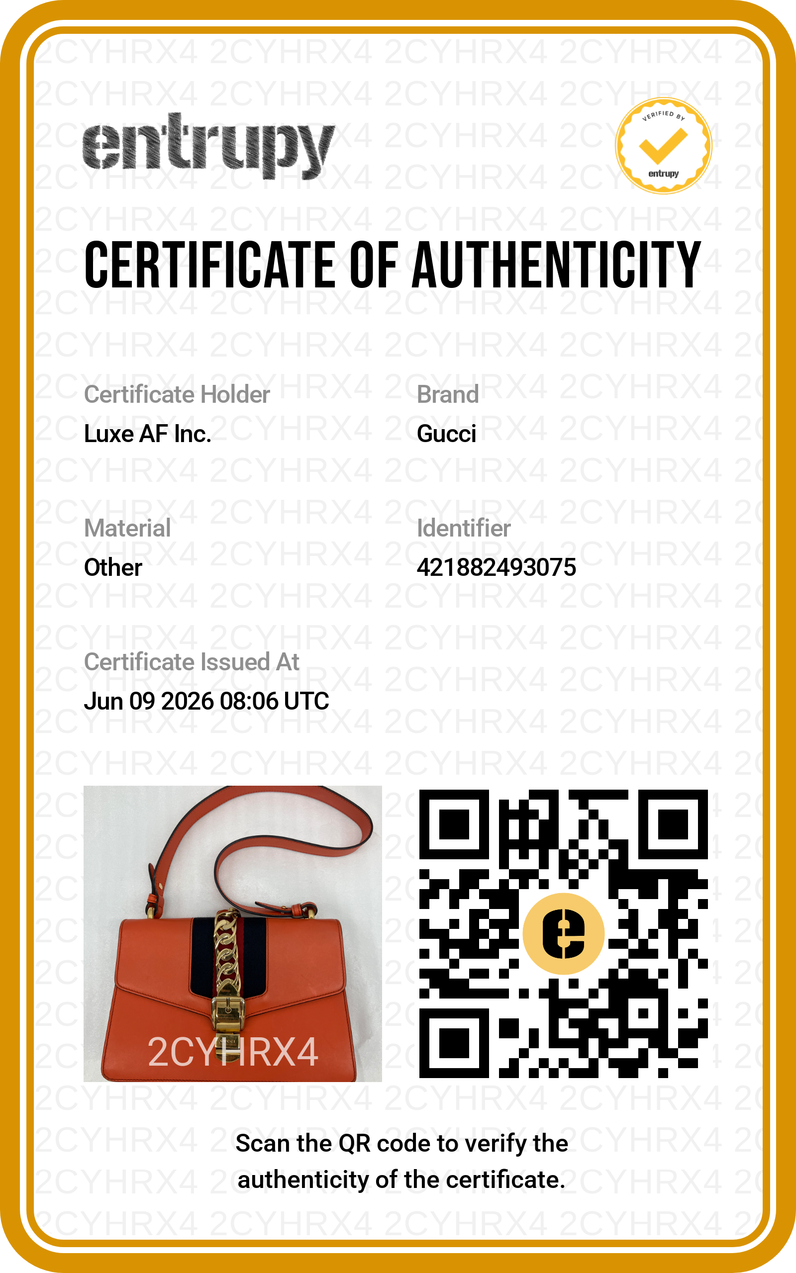 Gucci Sylvie Orange Leather Medium Size Shoulder Bag GG1339