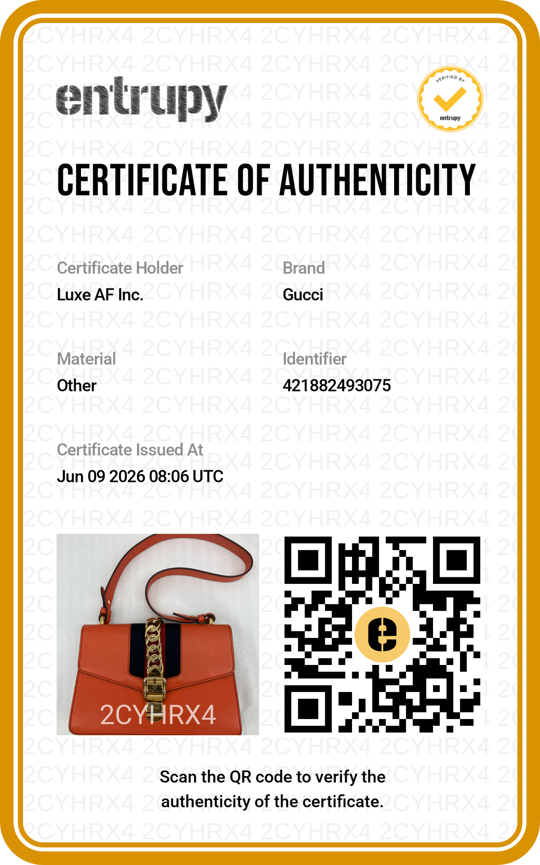 Gucci Sylvie Orange Leather Medium Size Shoulder Bag GG1339