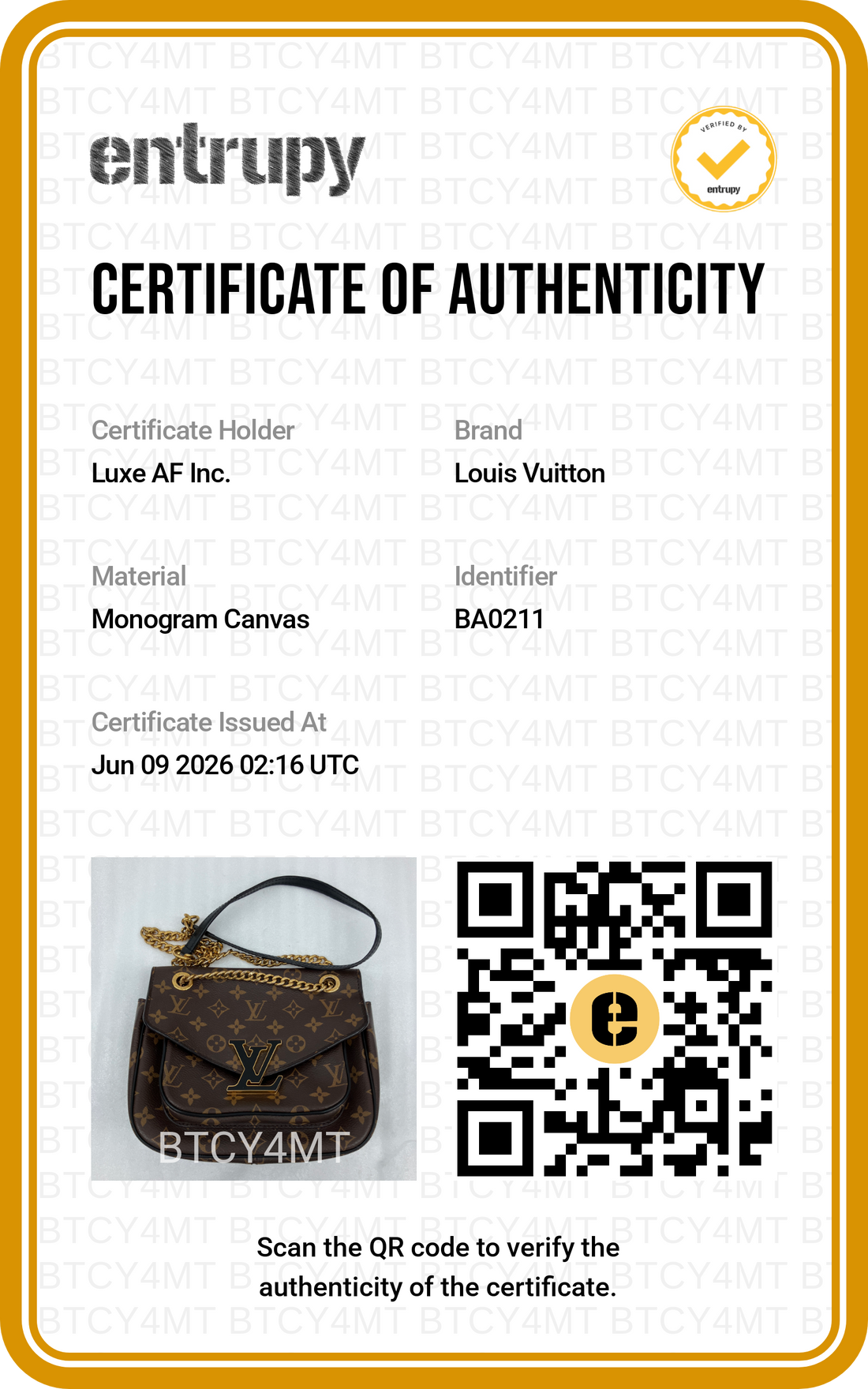 Louis Vuitton Passy Monogram Canvas Chain Shoulder Bag LV3003