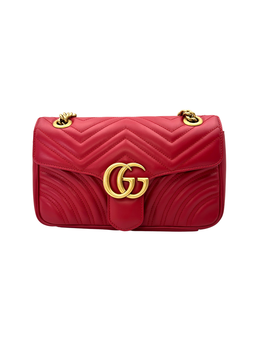 Gucci GG Marmont Red Matelasse Leather Shoulder Bag GG1307