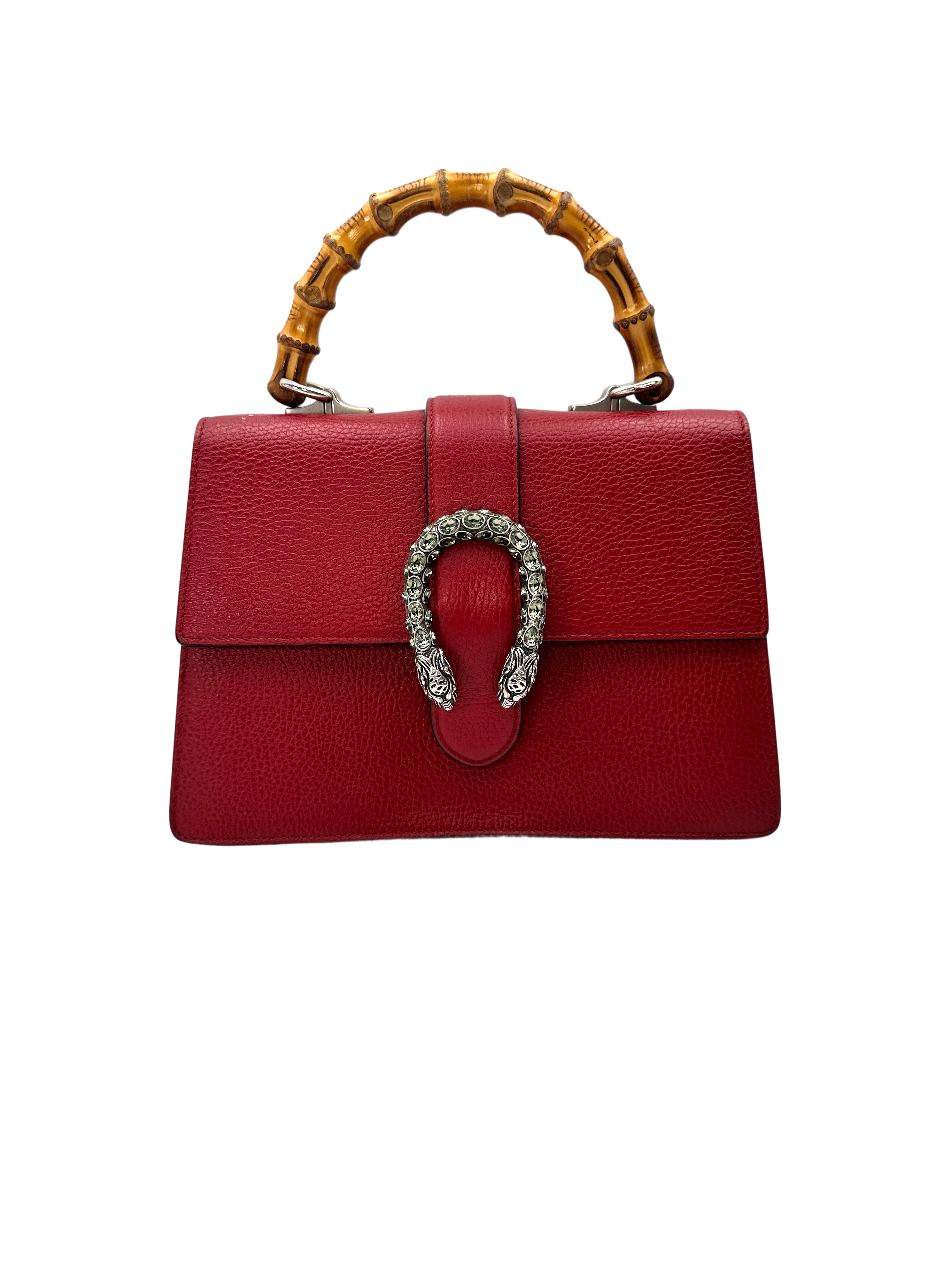 Gucci Dionysus Red Leather Medium Size Bamboo Handle Bag GG1311