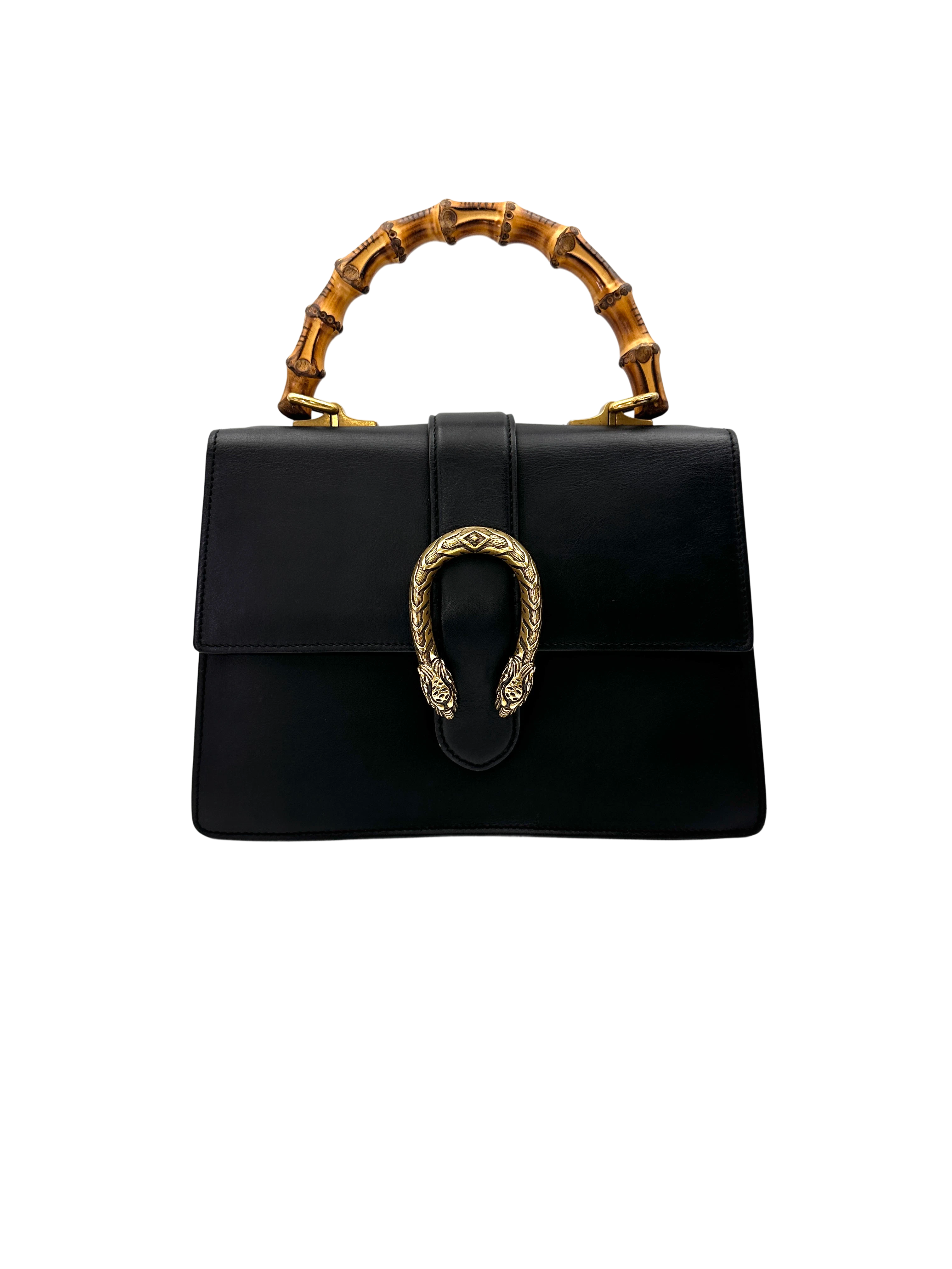 Gucci Dionysus Black Leather Bamboo Handle Bag GG1310