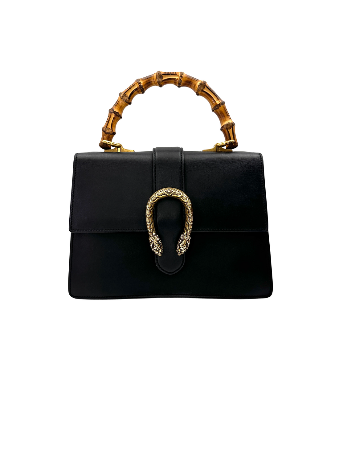 Gucci Dionysus Black Leather Bamboo Handle Bag GG1310