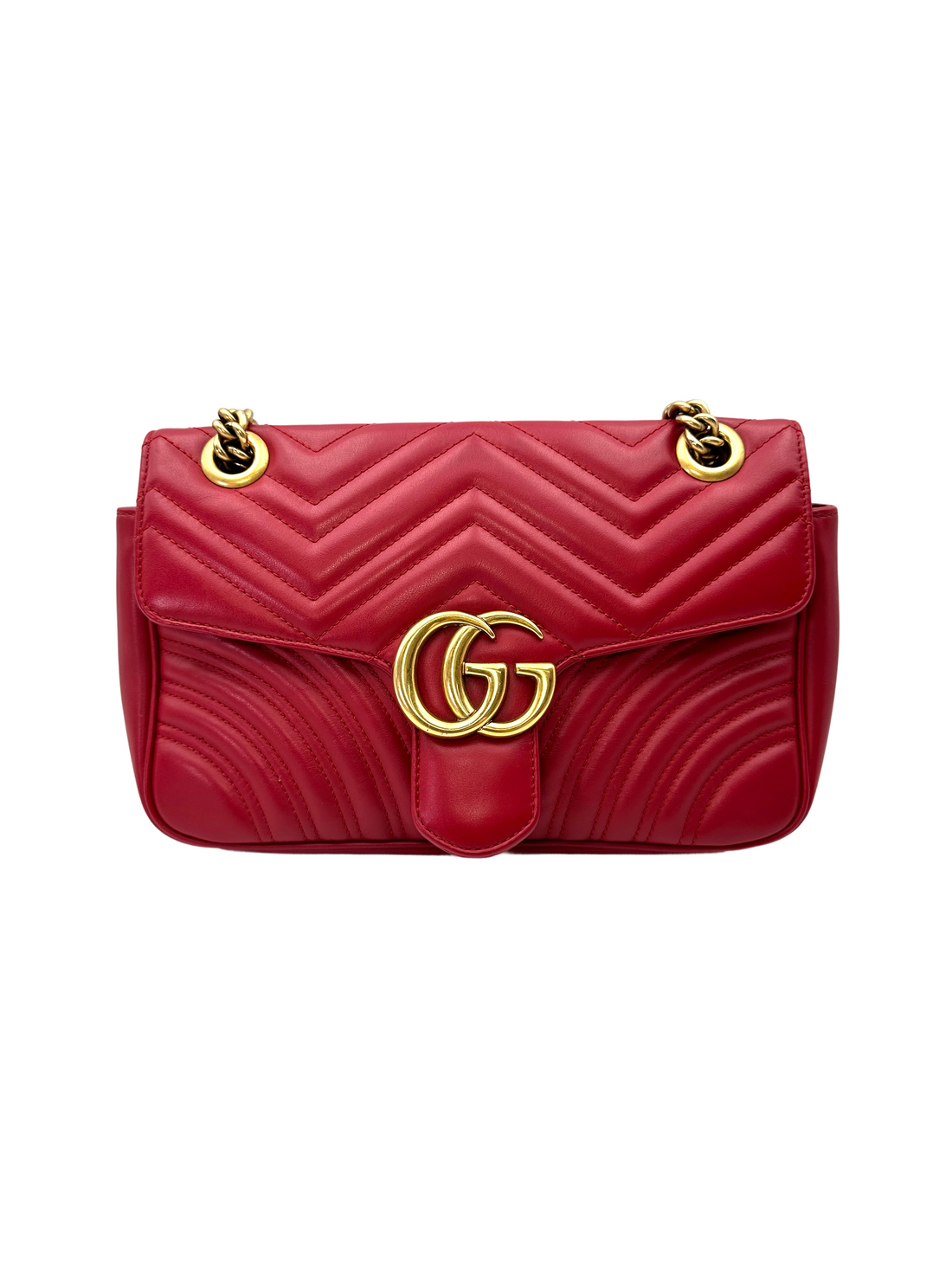 Gucci GG Marmont Red Matelasse Leather Shoulder Bag GG1304