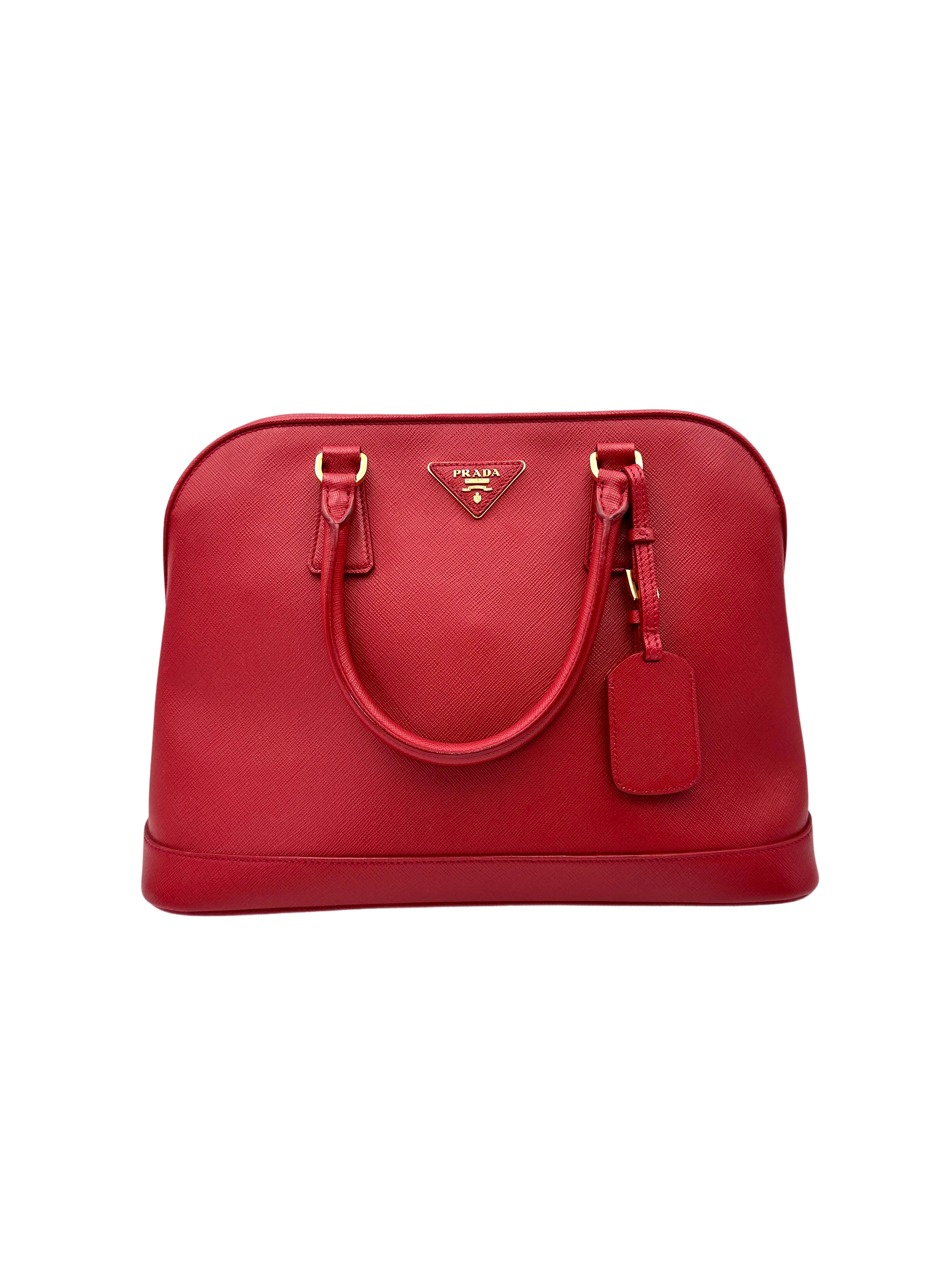 Prada Promenade Red Saffiano Leather Handle Bag PR469