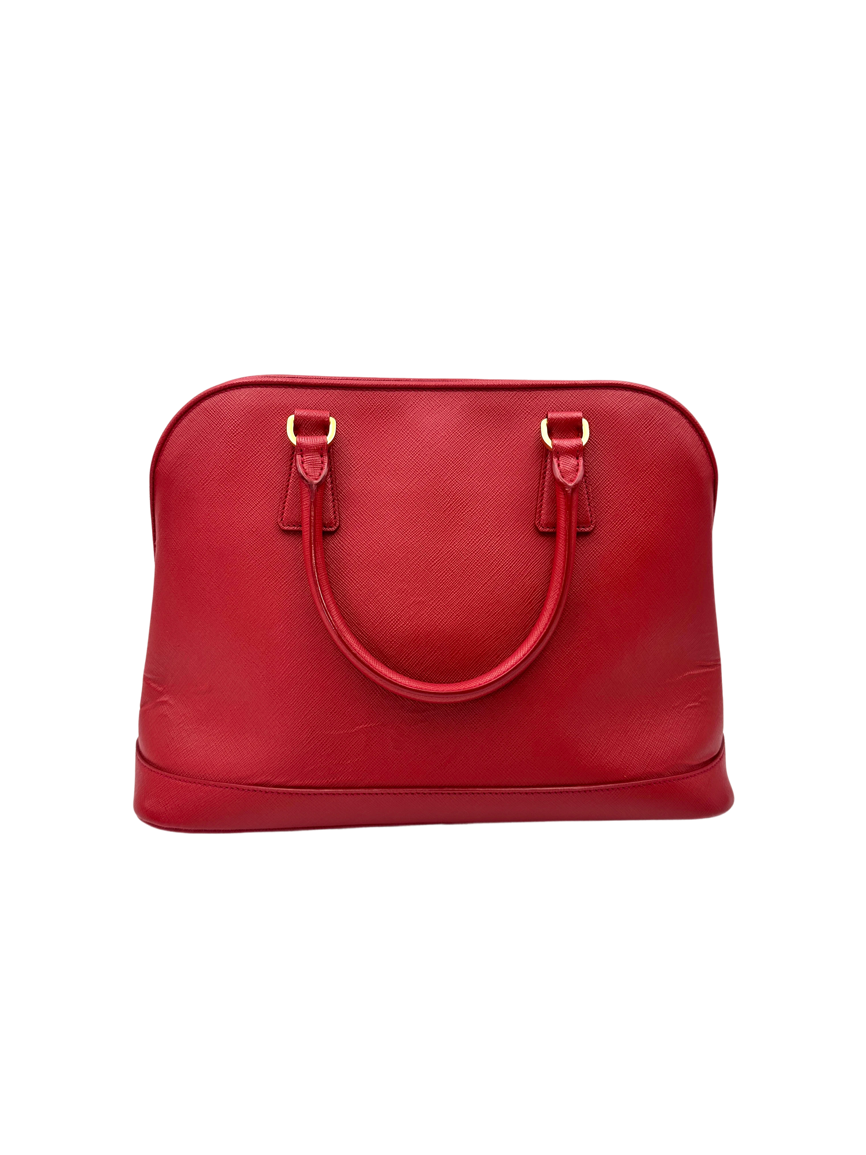 Prada Promenade Red Saffiano Leather Handle Bag PR469
