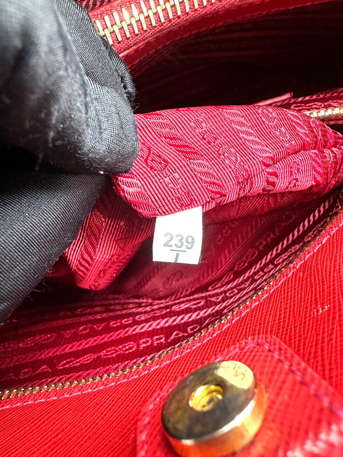 Prada Promenade Red Saffiano Leather Handle Bag PR469