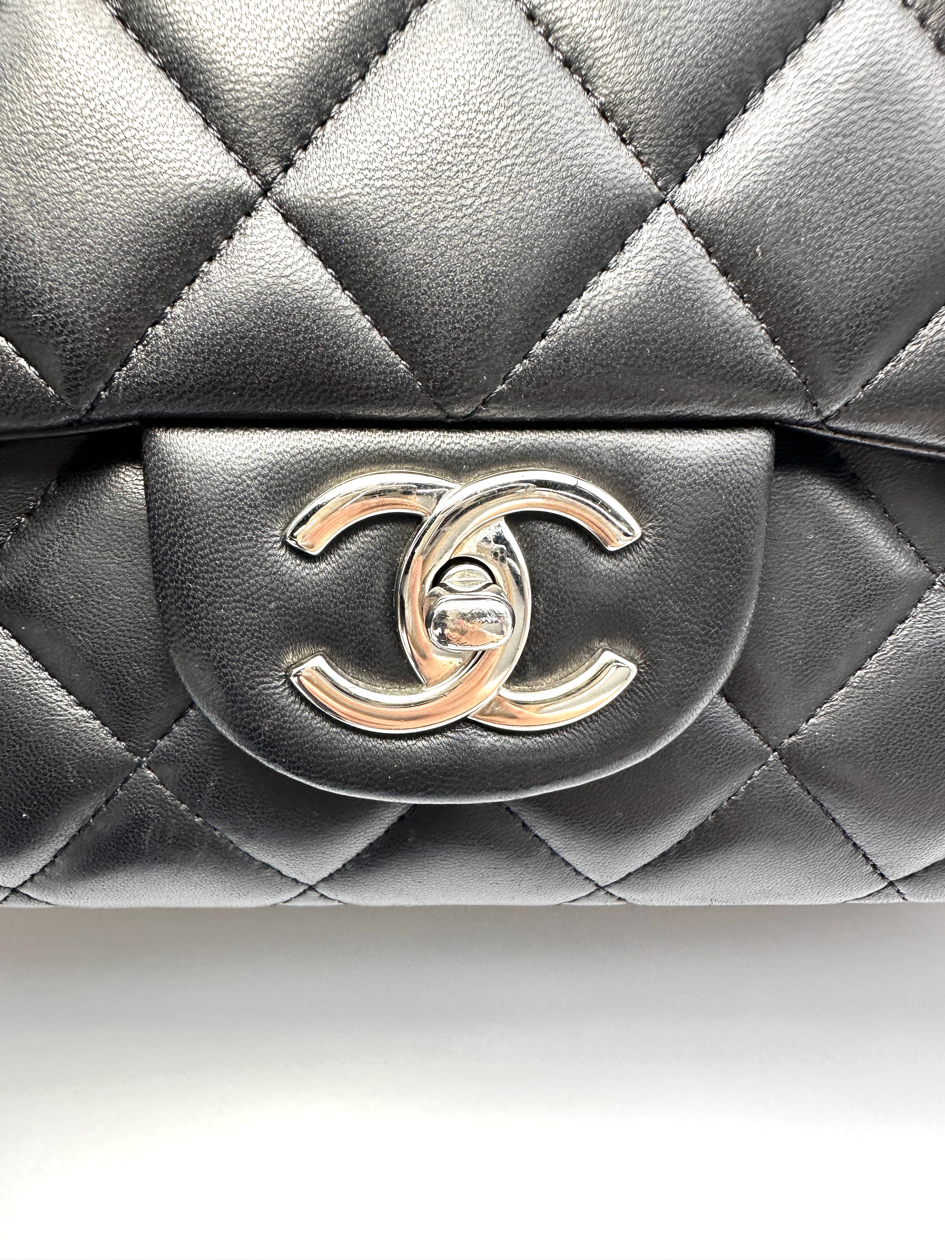Chanel Classic Flap Black Quilted Leather Maxi Shoulder Bag With Silver Buckle(15***07) CC2146