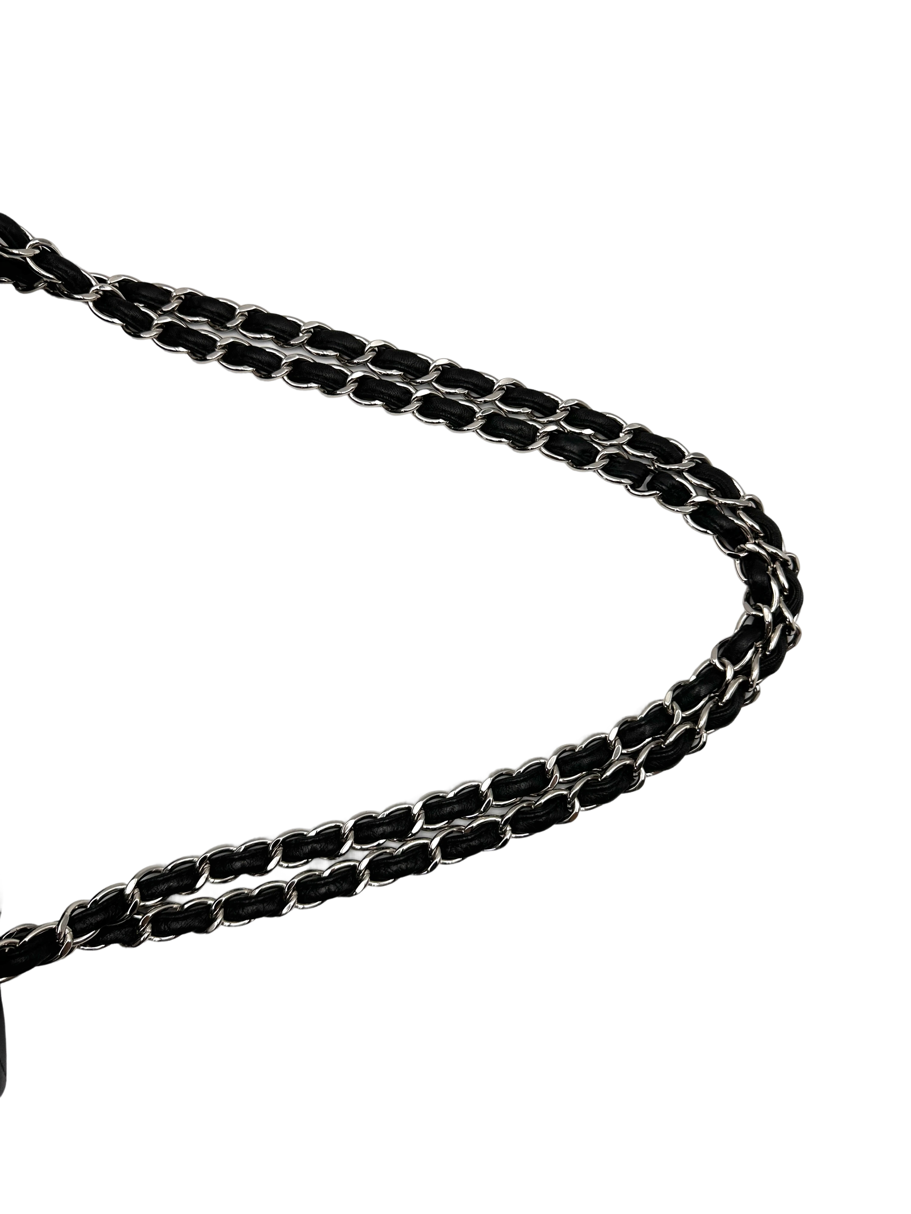 Chanel Classic Flap Black Quilted Leather Maxi Shoulder Bag With Silver Buckle(15***07) CC2146