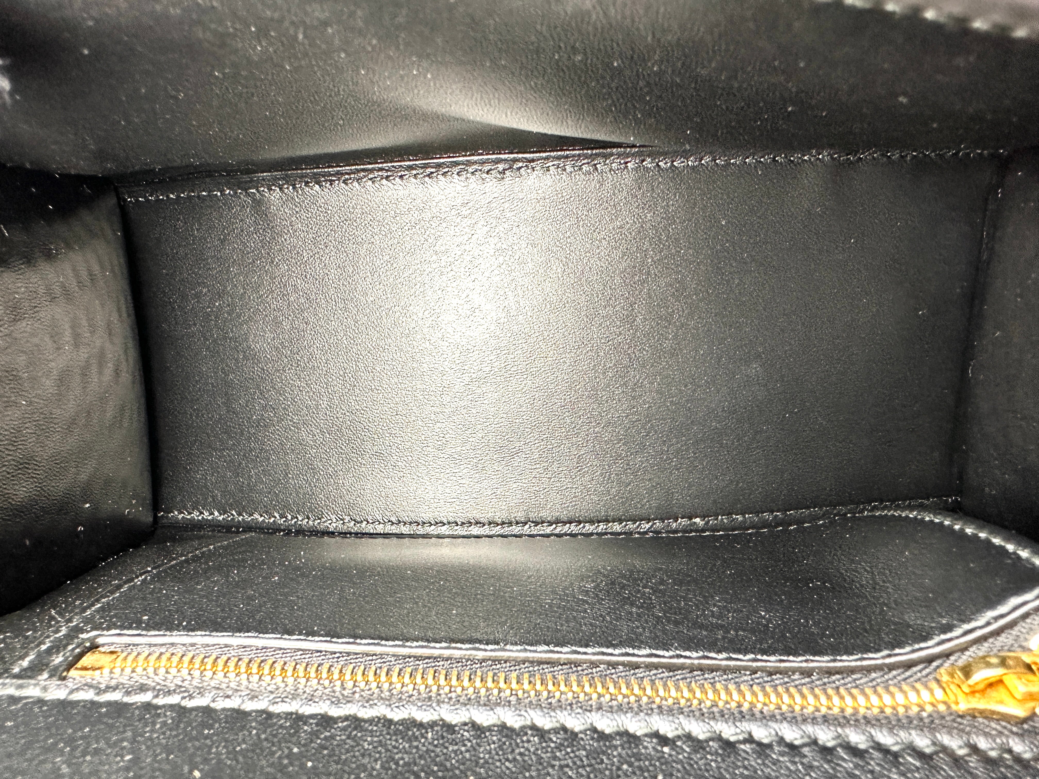 Balenciaga Hourglass Black Croc-Embossed Leather Handle Bag BB76