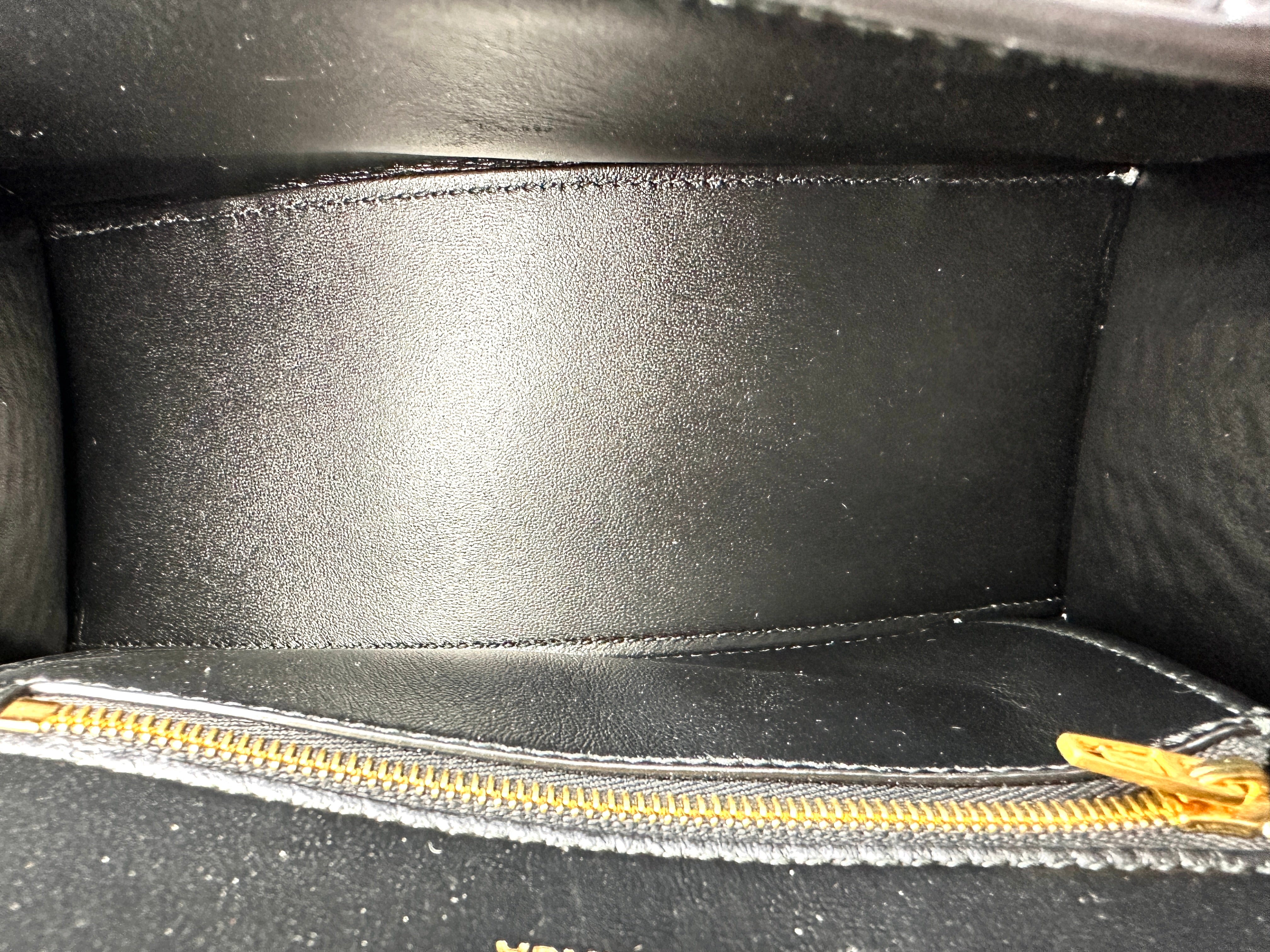 Balenciaga Hourglass Black Croc-Embossed Leather Handle Bag BB78