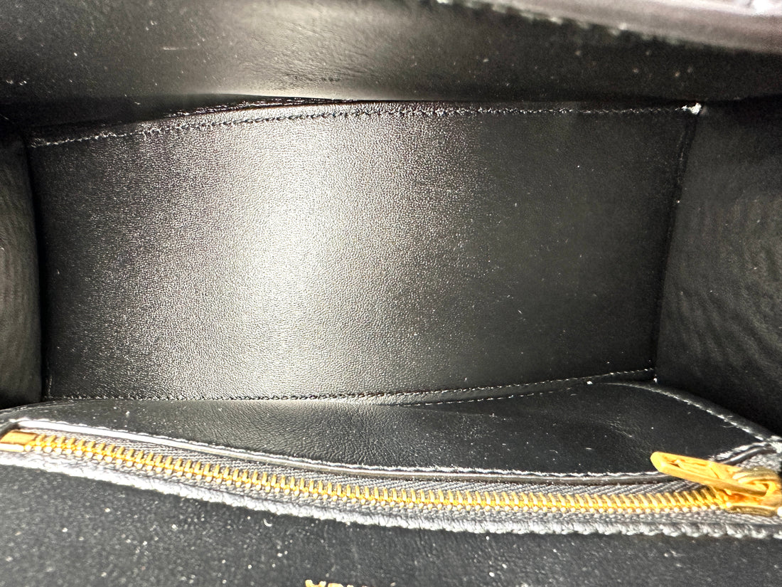 Balenciaga Hourglass Black Croc-Embossed Leather Handle Bag BB78