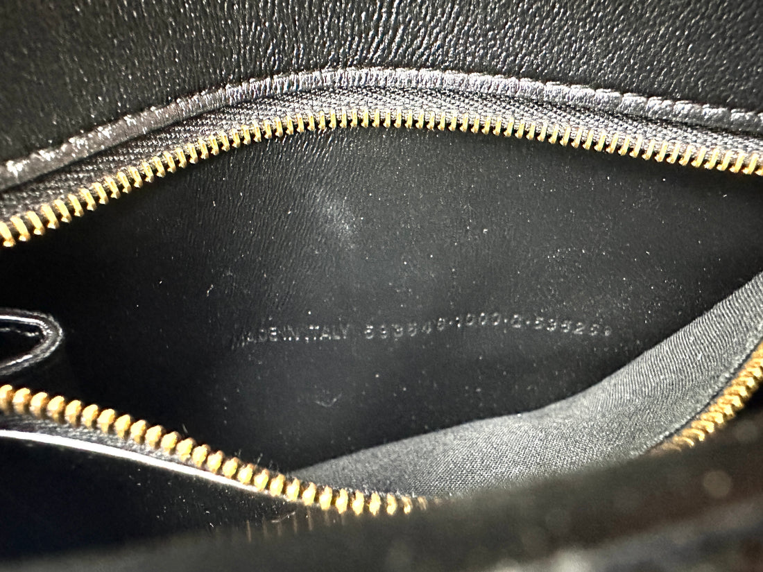 Balenciaga Hourglass Black Croc-Embossed Leather Handle Bag BB75