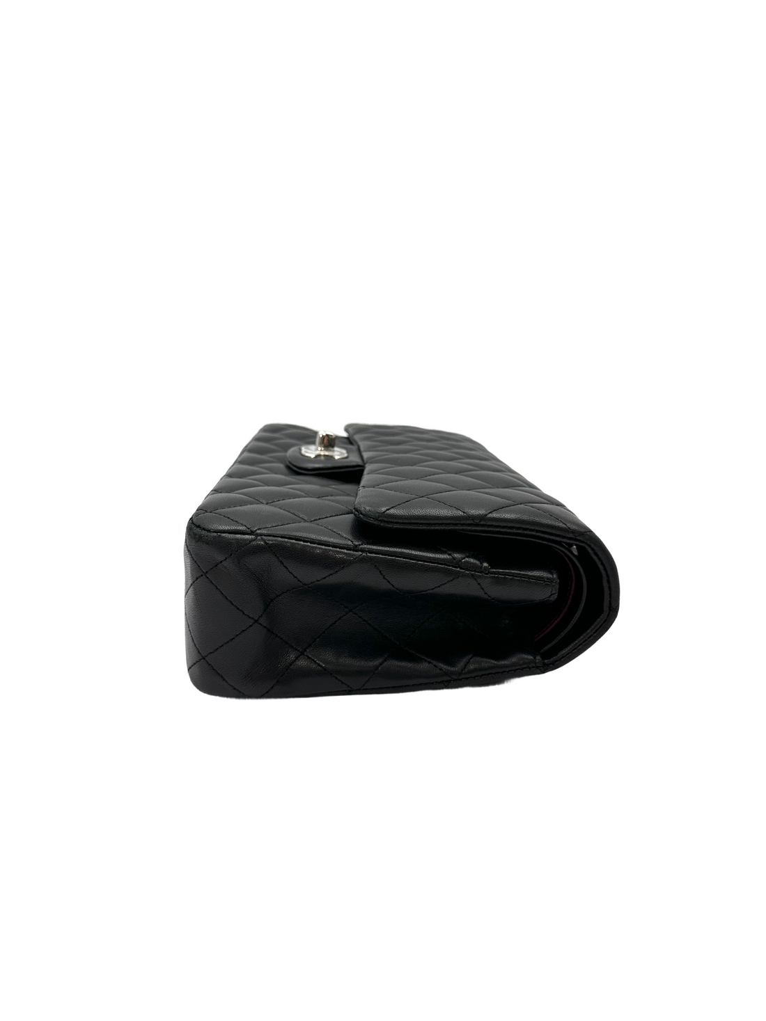 Chanel Classic Flap Black Quilted Lambskin Medium Size Shoulder Bag With Silver Buckle(13***00) CC2143