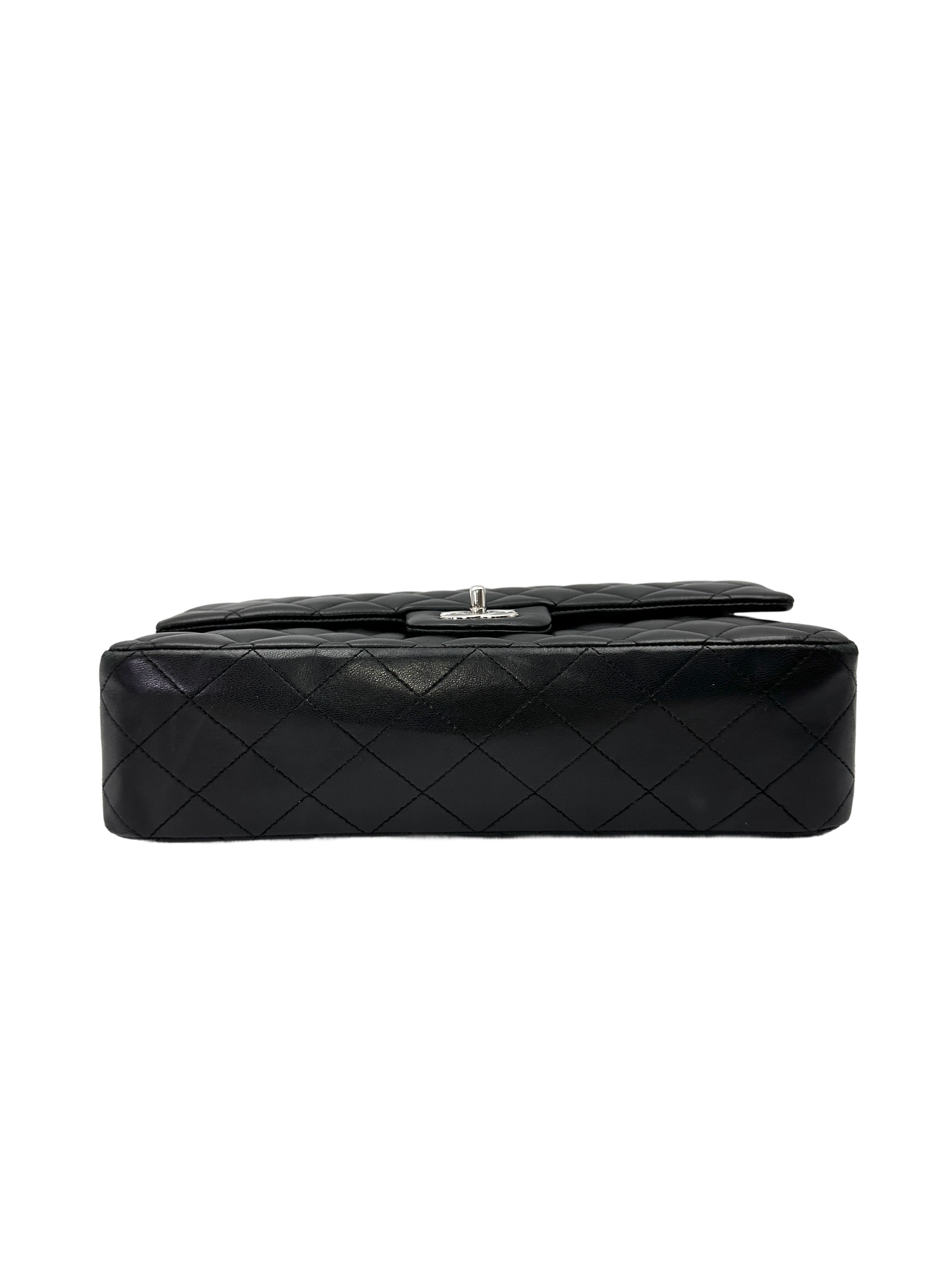 Chanel Classic Flap Black Quilted Lambskin Medium Size Shoulder Bag With Silver Buckle(13***00) CC2143