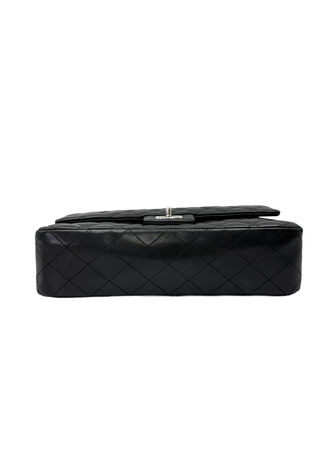 Chanel Classic Flap Black Quilted Lambskin Medium Size Shoulder Bag With Silver Buckle(13***00) CC2143