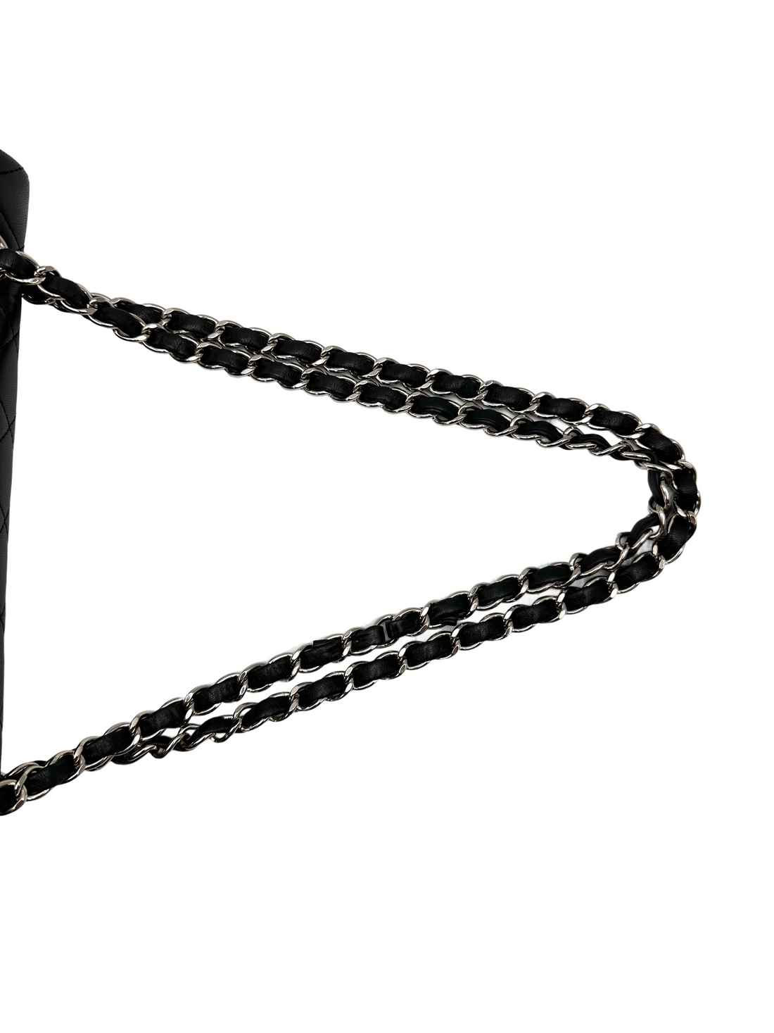 Chanel Classic Flap Black Quilted Lambskin Medium Size Shoulder Bag With Silver Buckle(13***00) CC2143