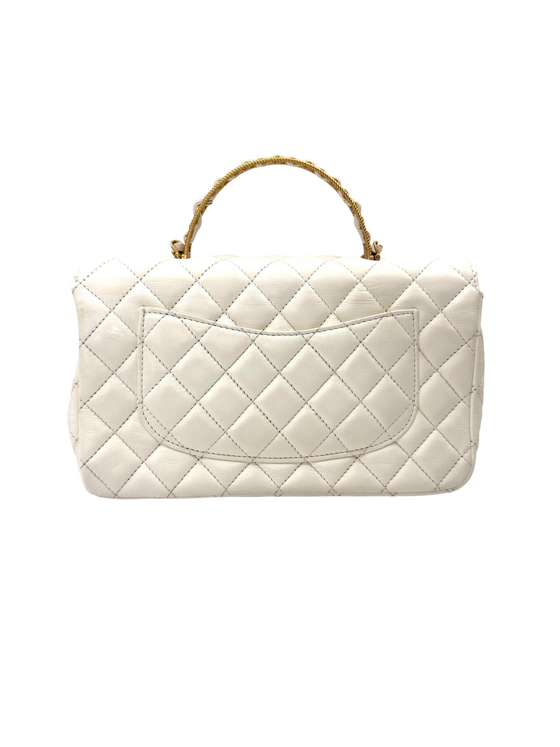 Chanel Classic Flap White Quilted Leather Top Handle Shoulder Bag With Gold Hardware(KX***67) CC2144