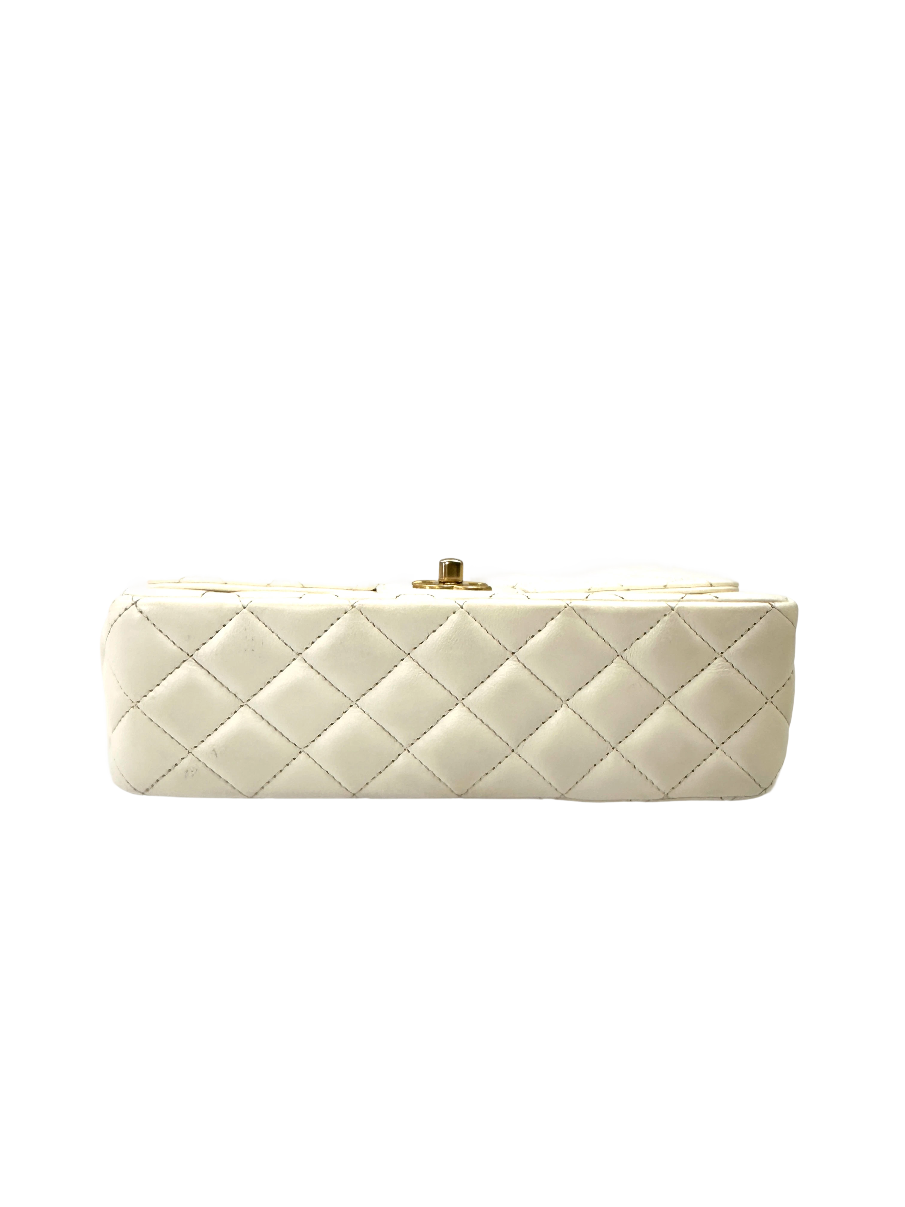 Chanel Classic Flap White Quilted Leather Top Handle Shoulder Bag With Gold Hardware(KX***67) CC2144