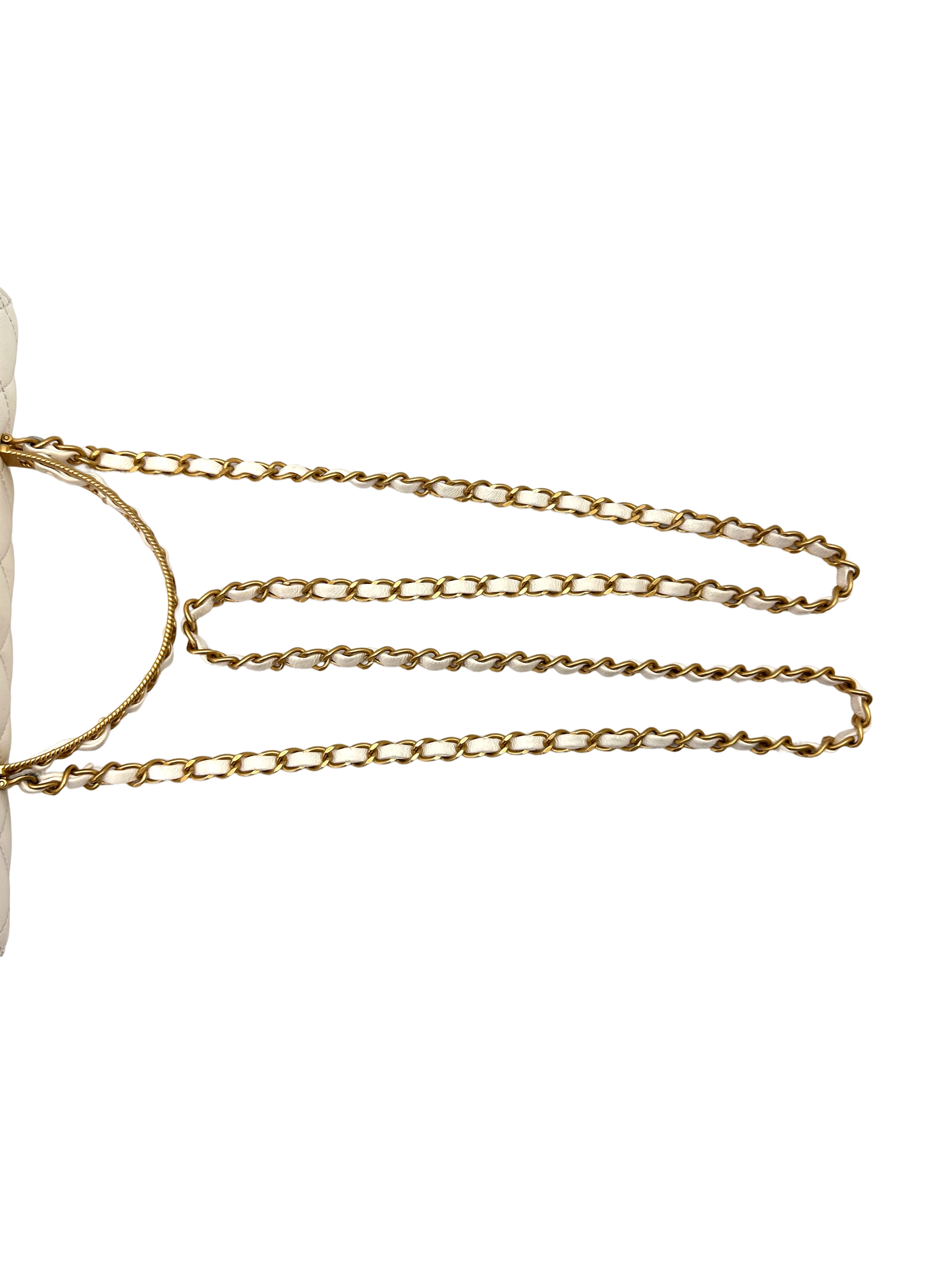 Chanel Classic Flap White Quilted Leather Top Handle Shoulder Bag With Gold Hardware(KX***67) CC2144