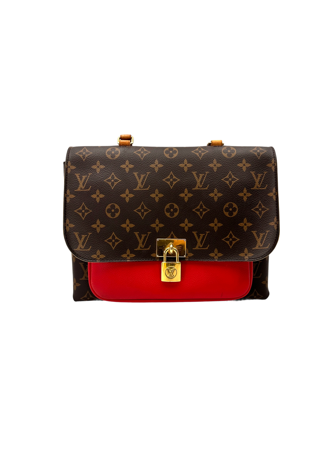 Louis Vuitton Marignan Monogram Canvas & Red Leather Handle Bag LV3018
