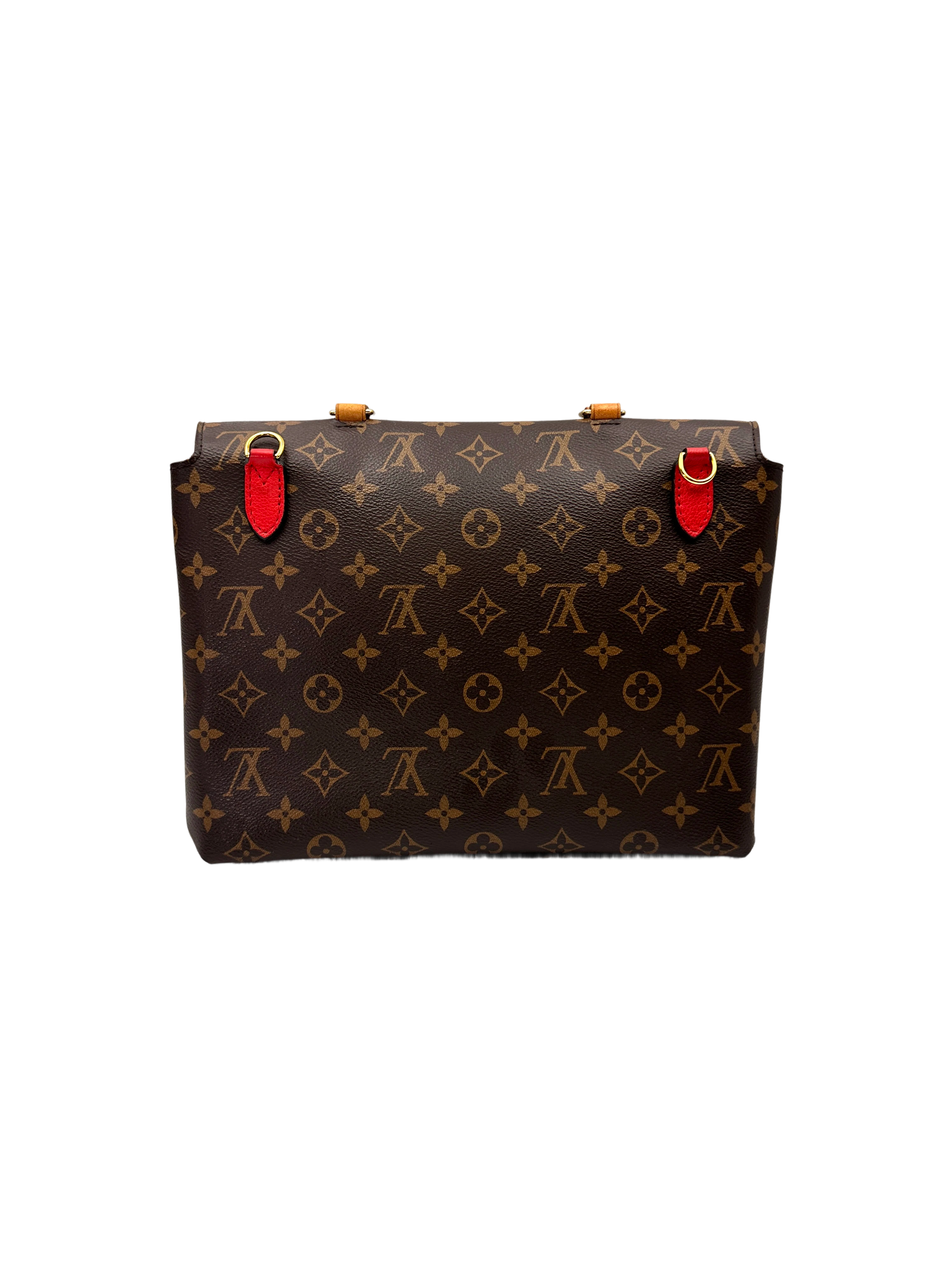 Louis Vuitton Marignan Monogram Canvas & Red Leather Handle Bag LV3018