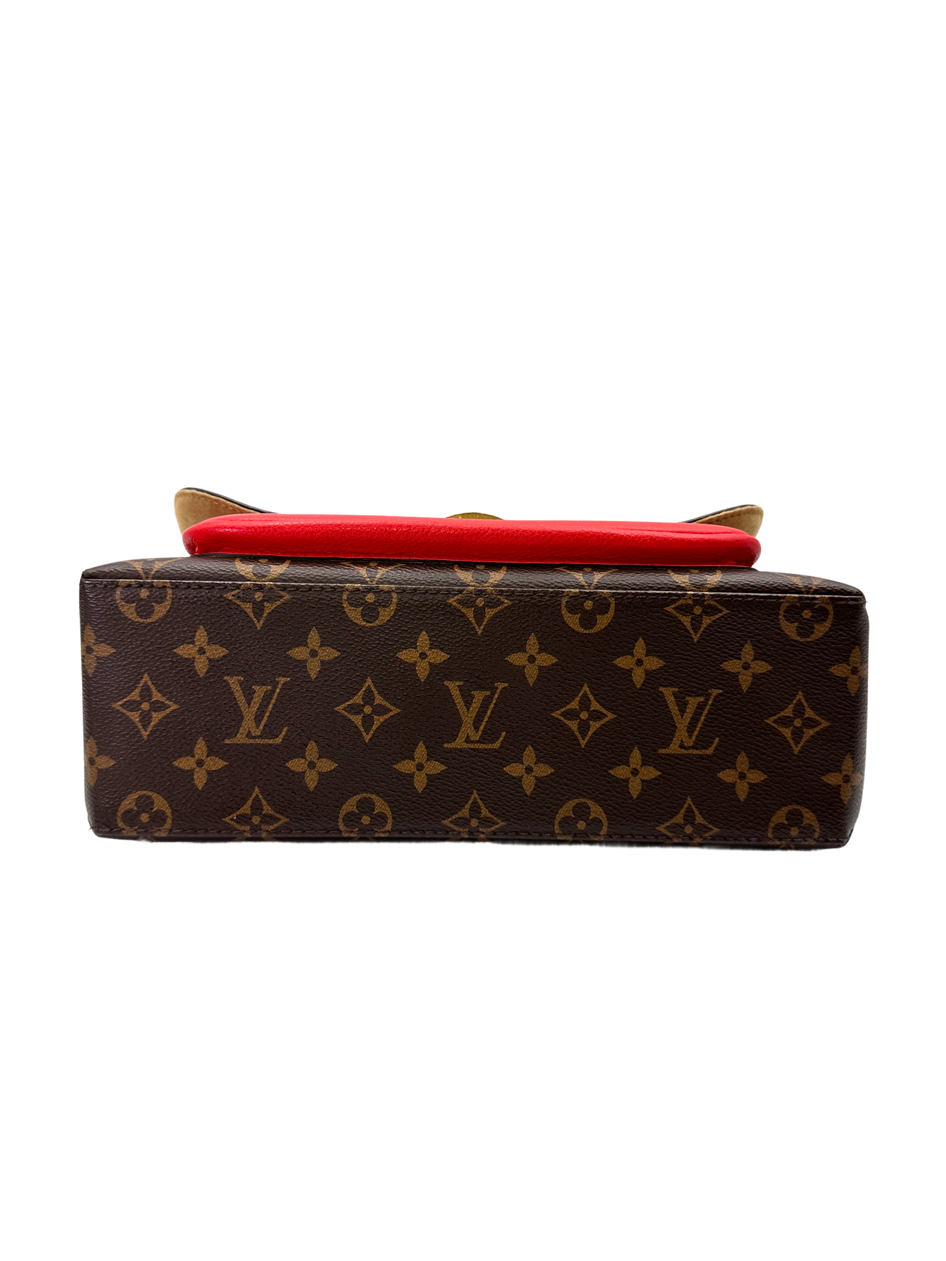 Louis Vuitton Marignan Monogram Canvas & Red Leather Handle Bag LV3018