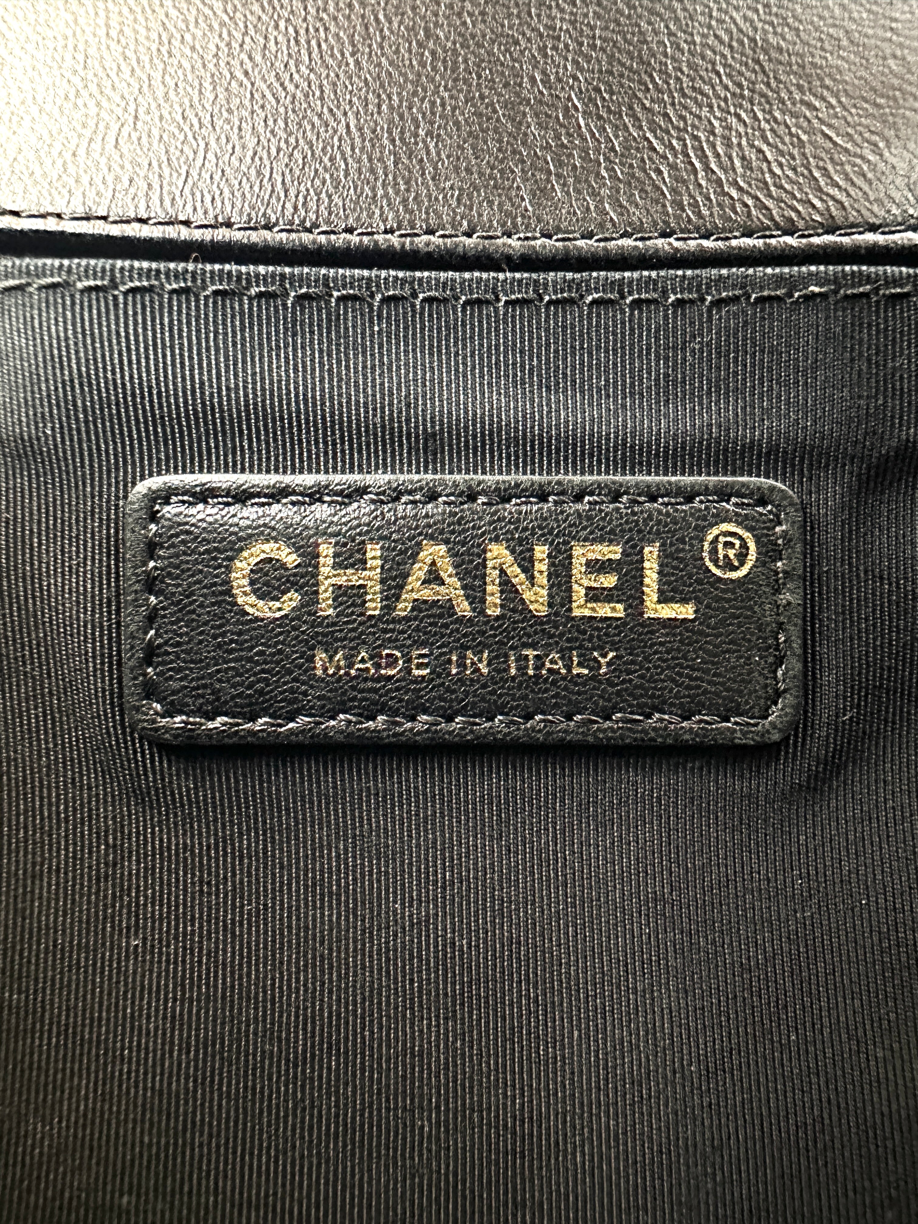 Chanel LeBoy Black/White Chevron Quilted Leather Medium Size Flap Bag With Gold Buckle(23***64)  CC2142