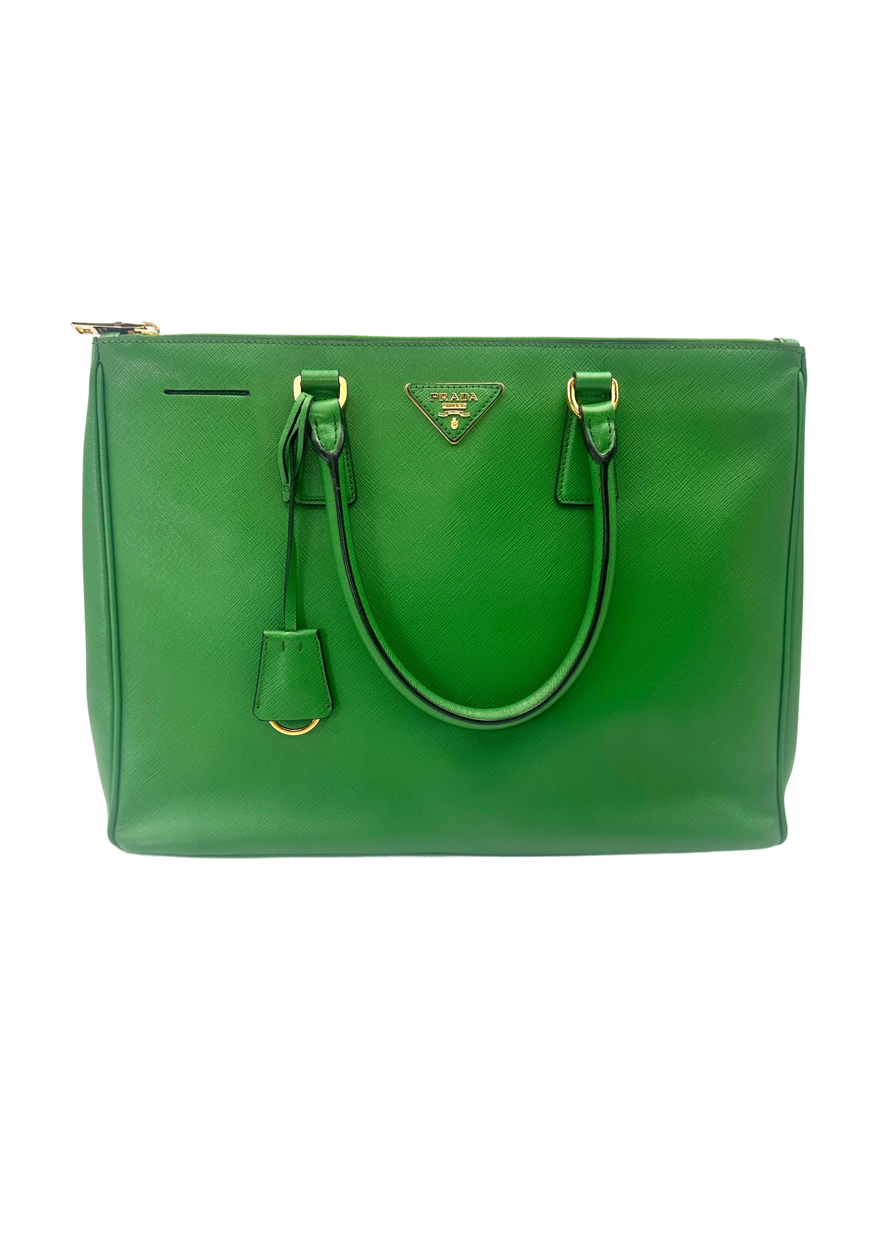 Prada Galleria Green Saffiano Leather Large Size Handle Bag PR467