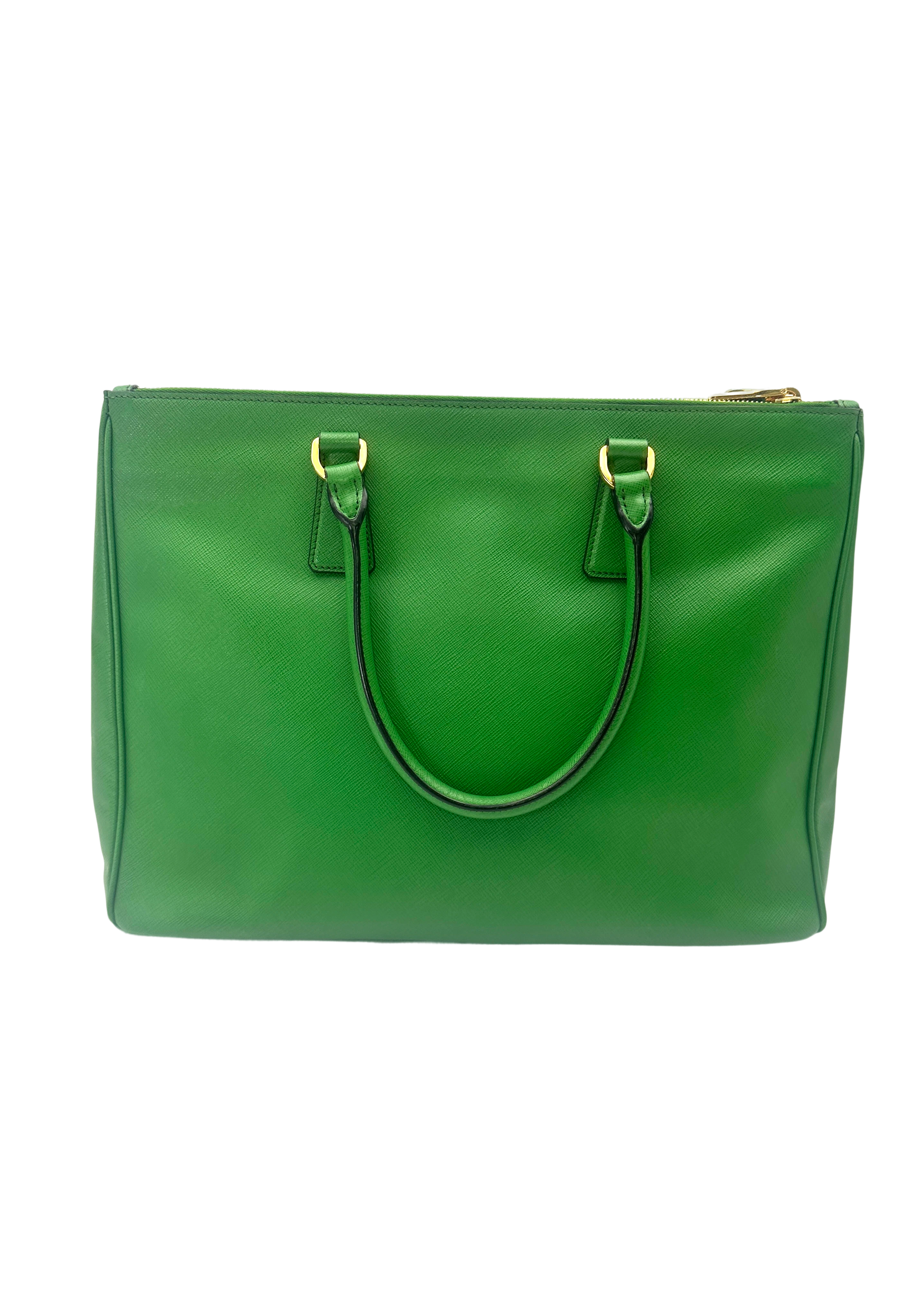 Prada Galleria Green Saffiano Leather Large Size Handle Bag PR467