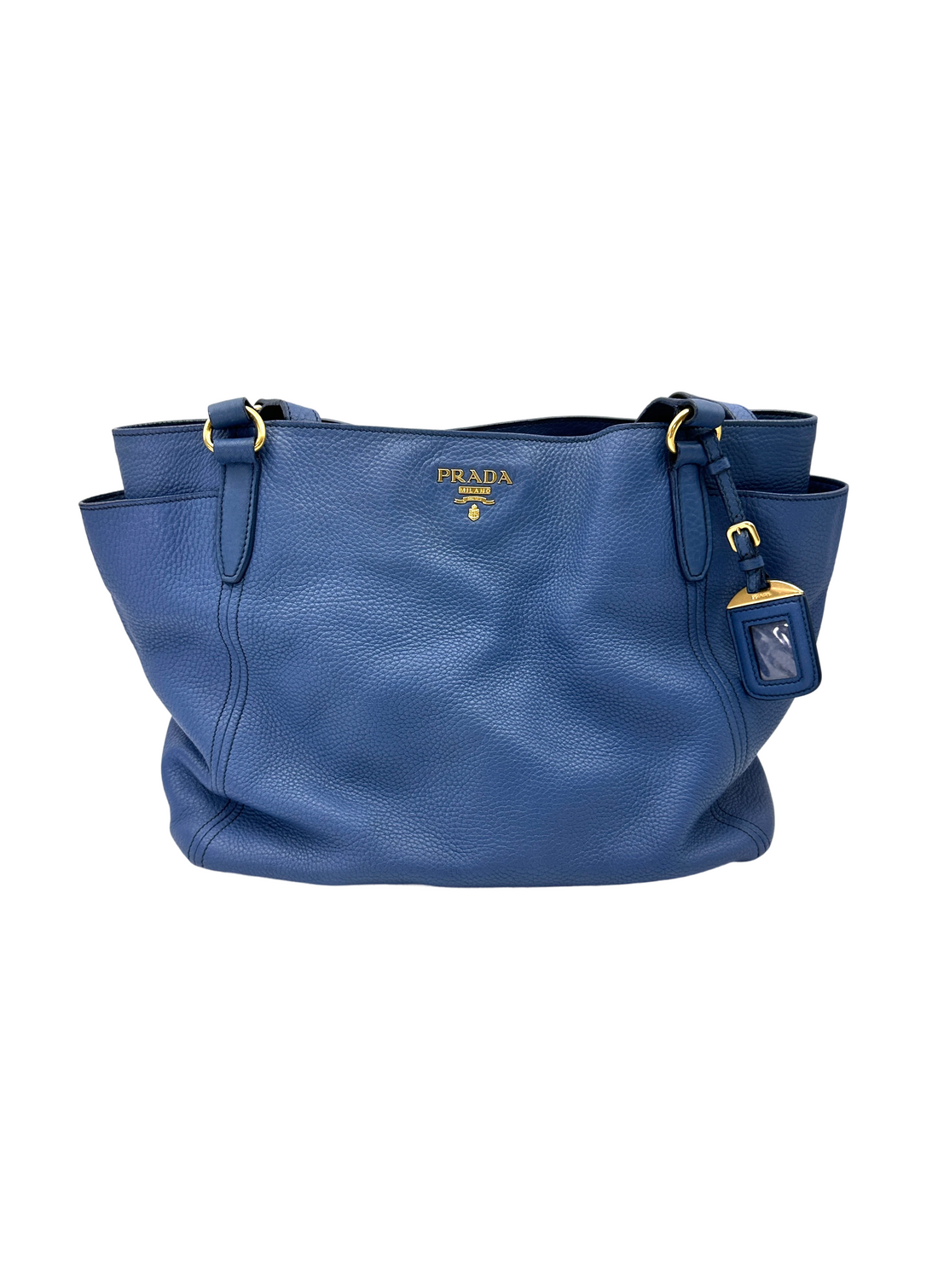 Prada Vitello Daino Blue Saffiano Leather Handle Bag PR470