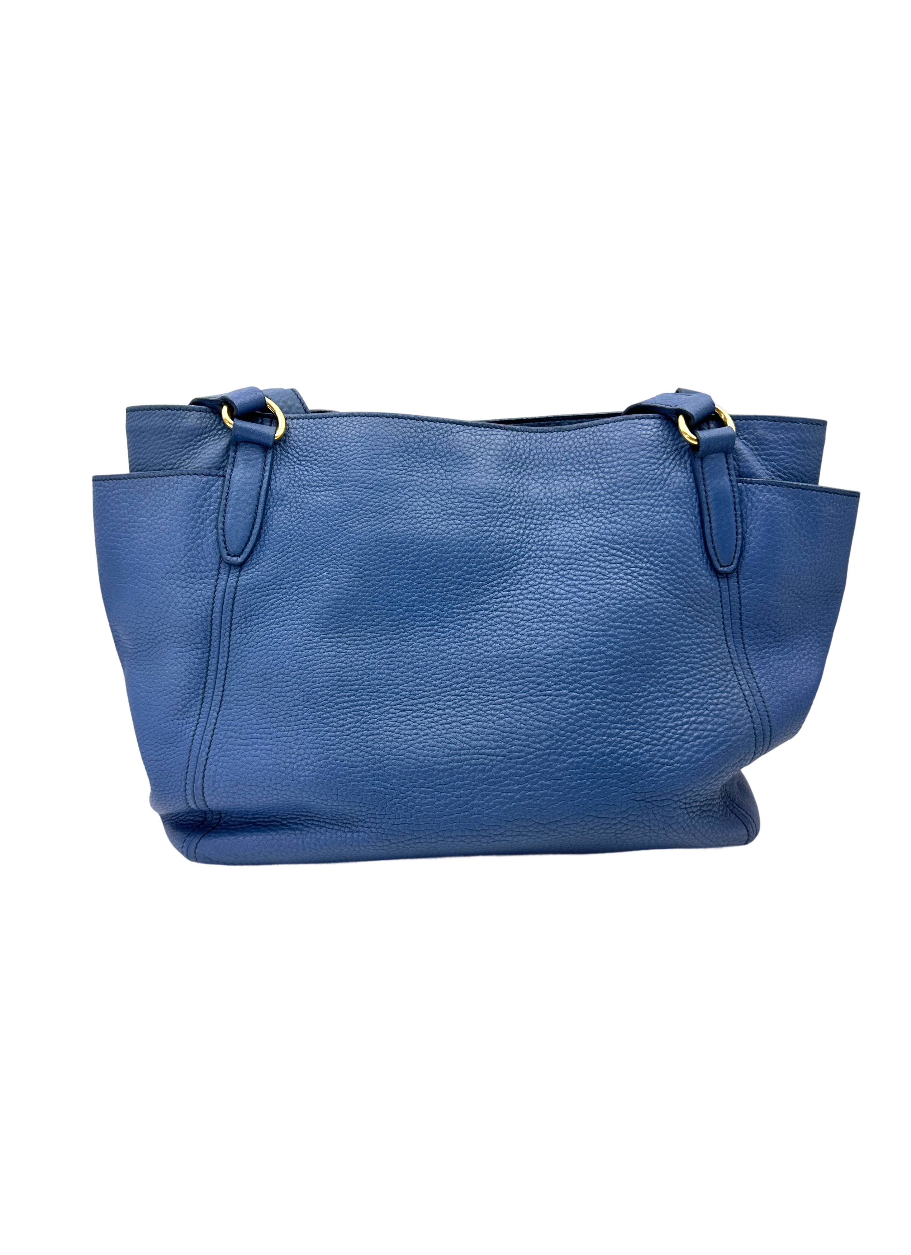 Prada Vitello Daino Blue Saffiano Leather Handle Bag PR470