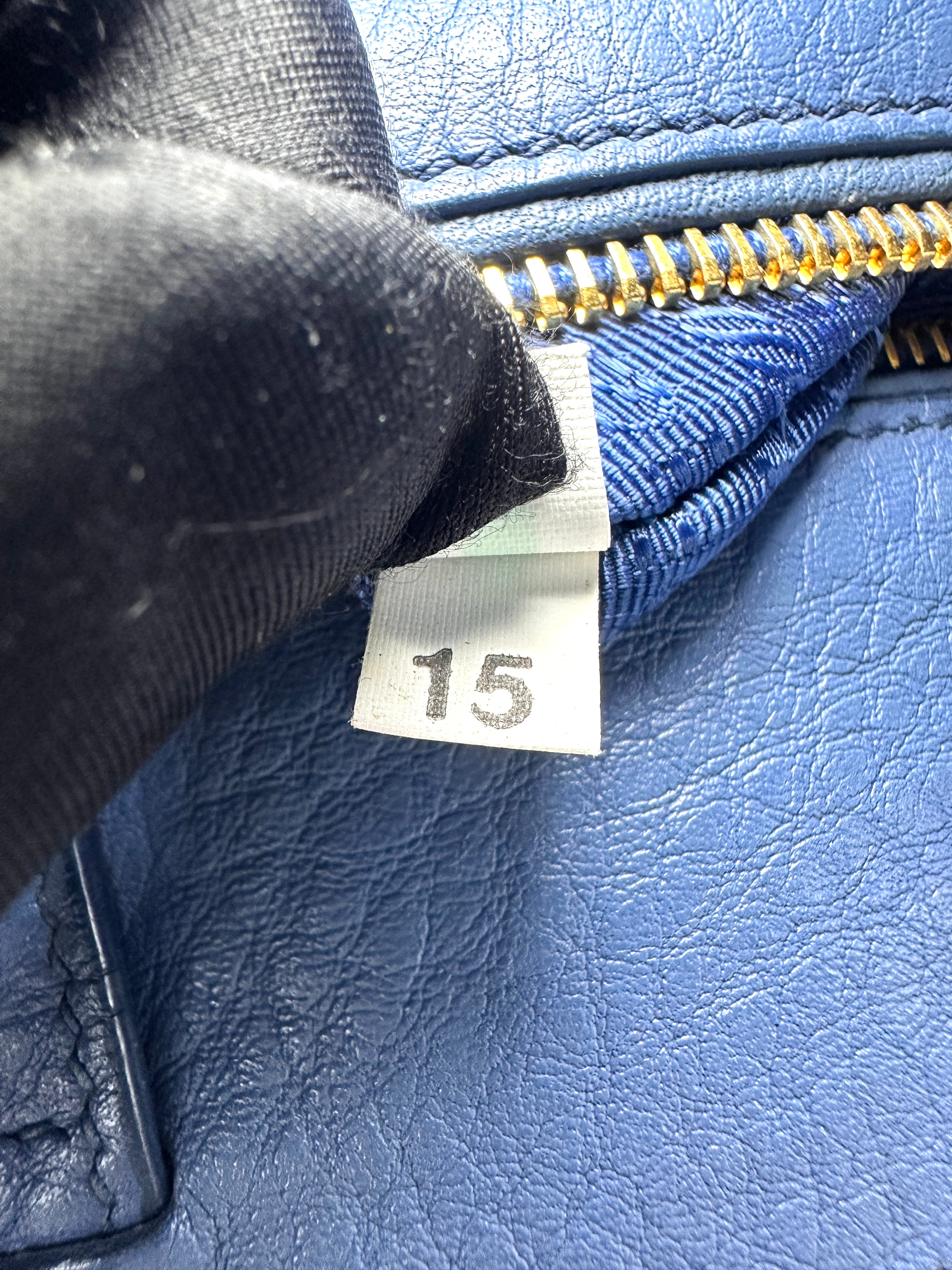 Prada Vitello Daino Blue Saffiano Leather Handle Bag PR470
