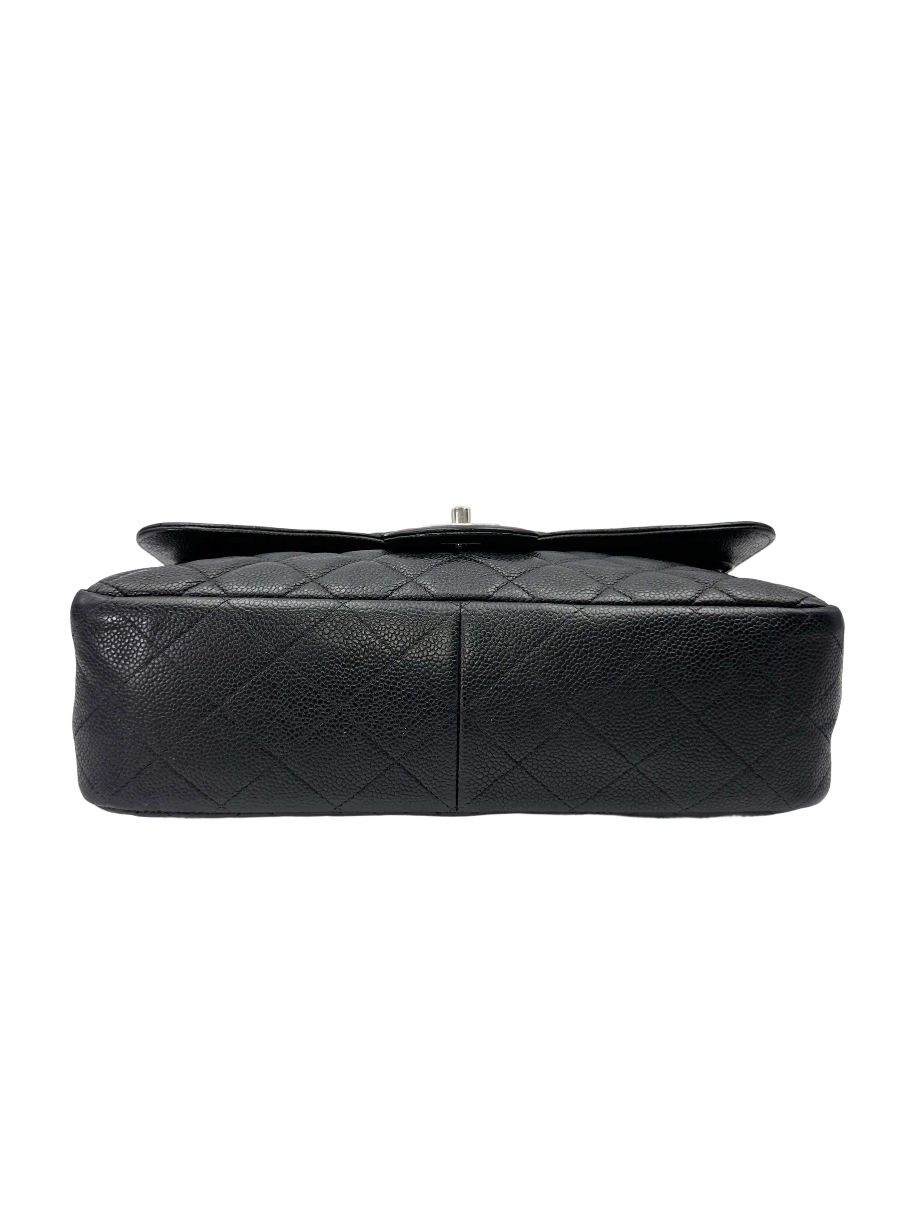 Chanel Classic Flap Black Quilted Leather Jumbo Shoulder Bag With Silver Buckle(17***99) CC2148