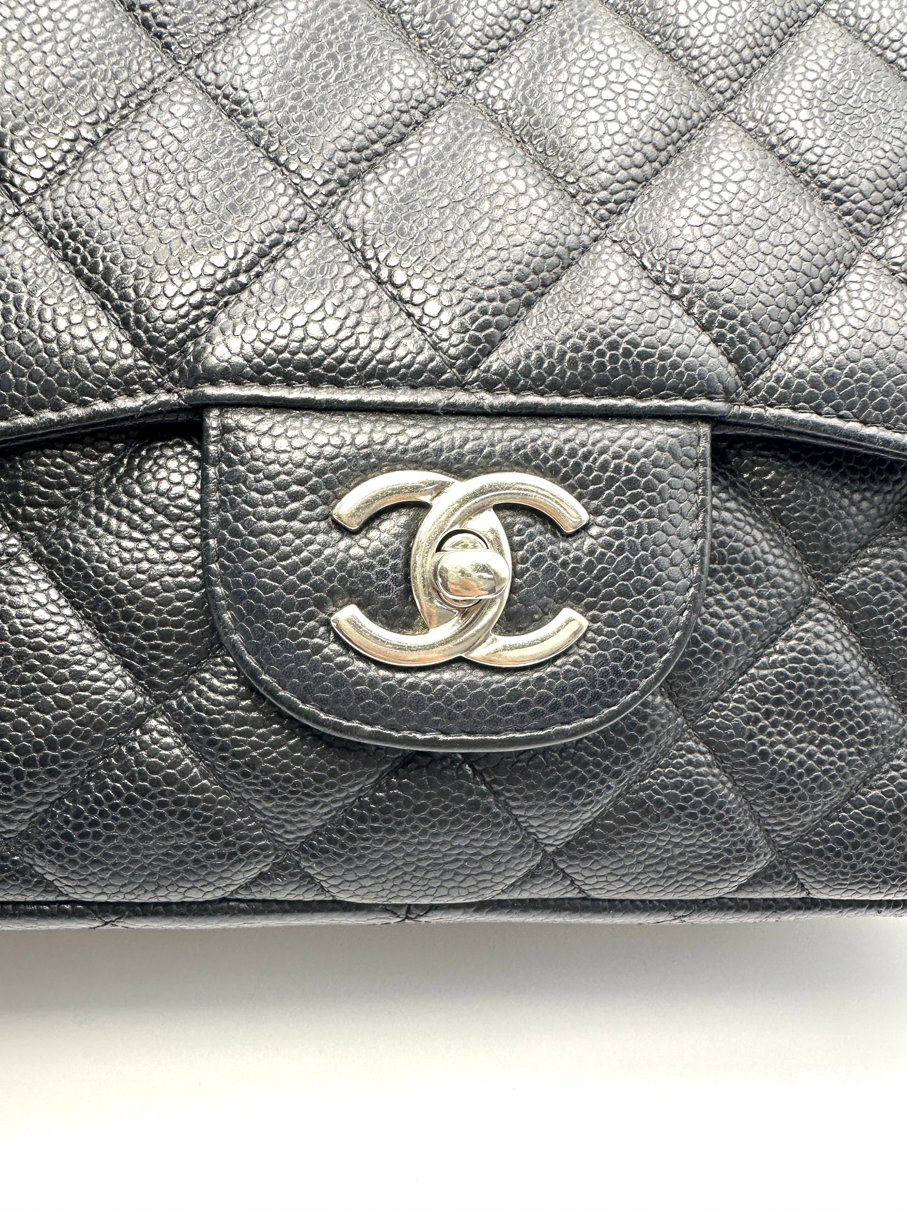 Chanel Classic Flap Black Quilted Leather Jumbo Shoulder Bag With Silver Buckle(17***99) CC2148