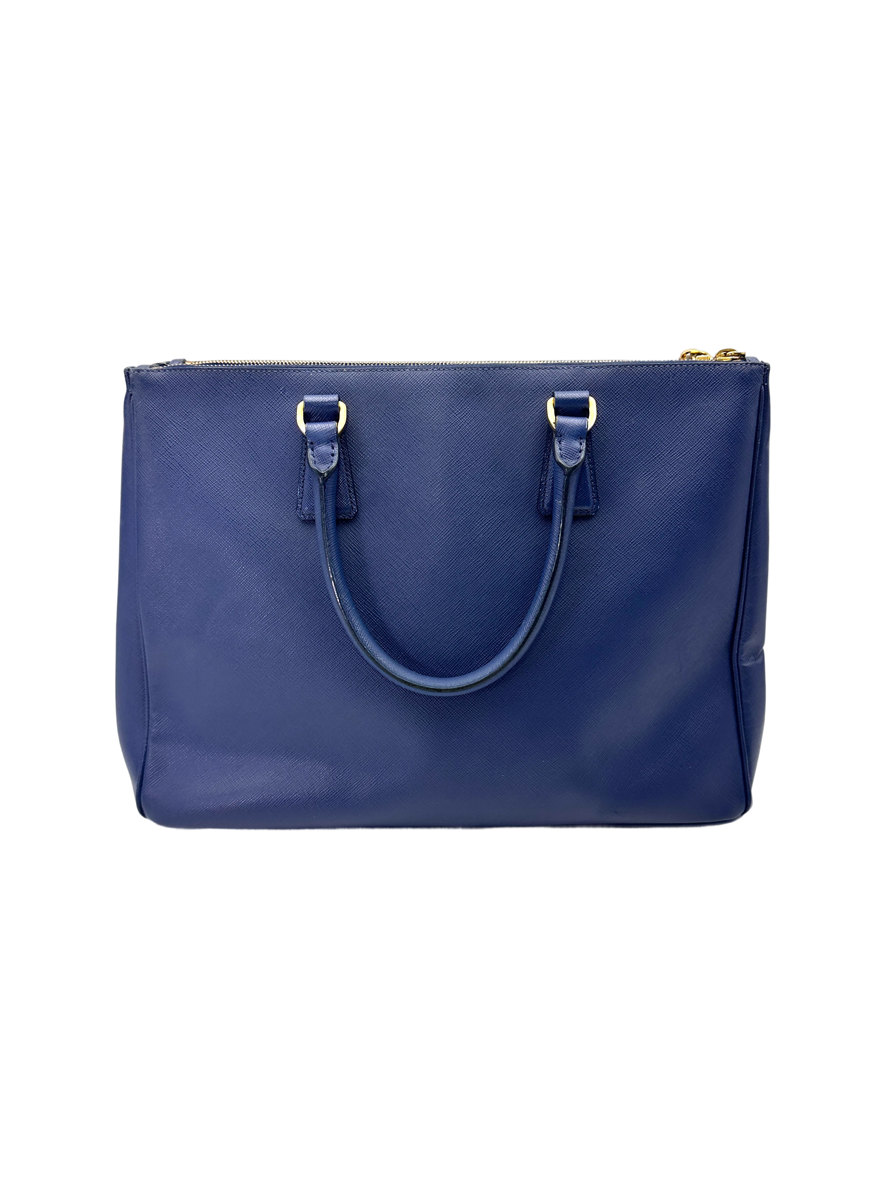 Prada Galleria Navy Saffiano Leather Handle Bag PR468