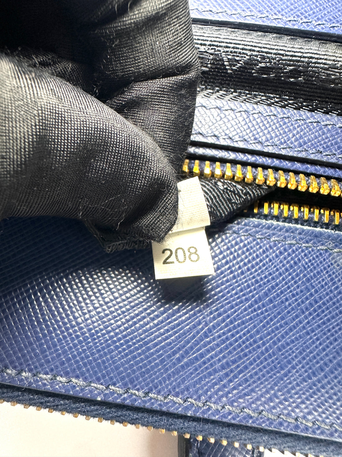 Prada Galleria Navy Saffiano Leather Handle Bag PR468