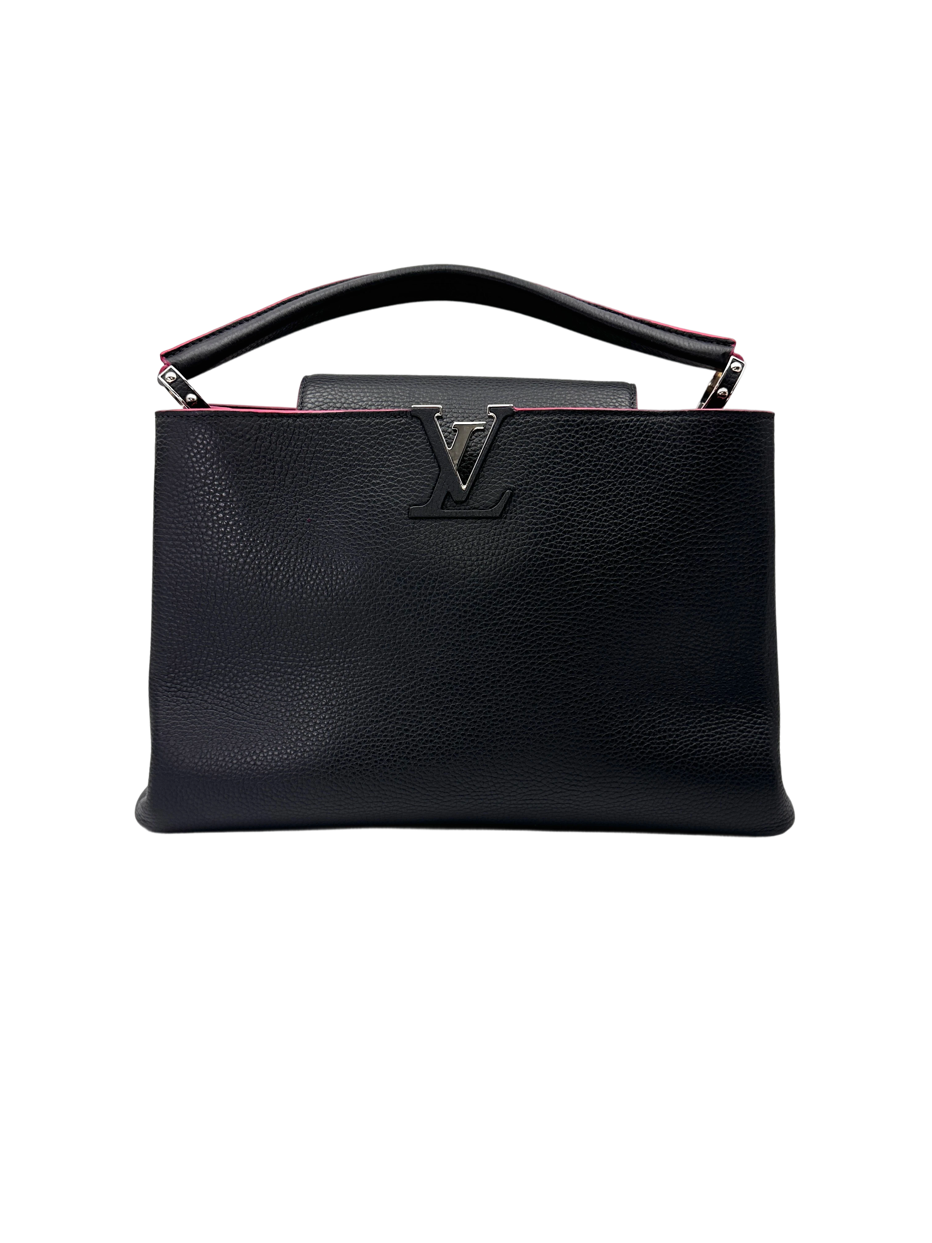 Louis Vuitton Capucines GM Black Taurillon Leather Handle Bag LV3019
