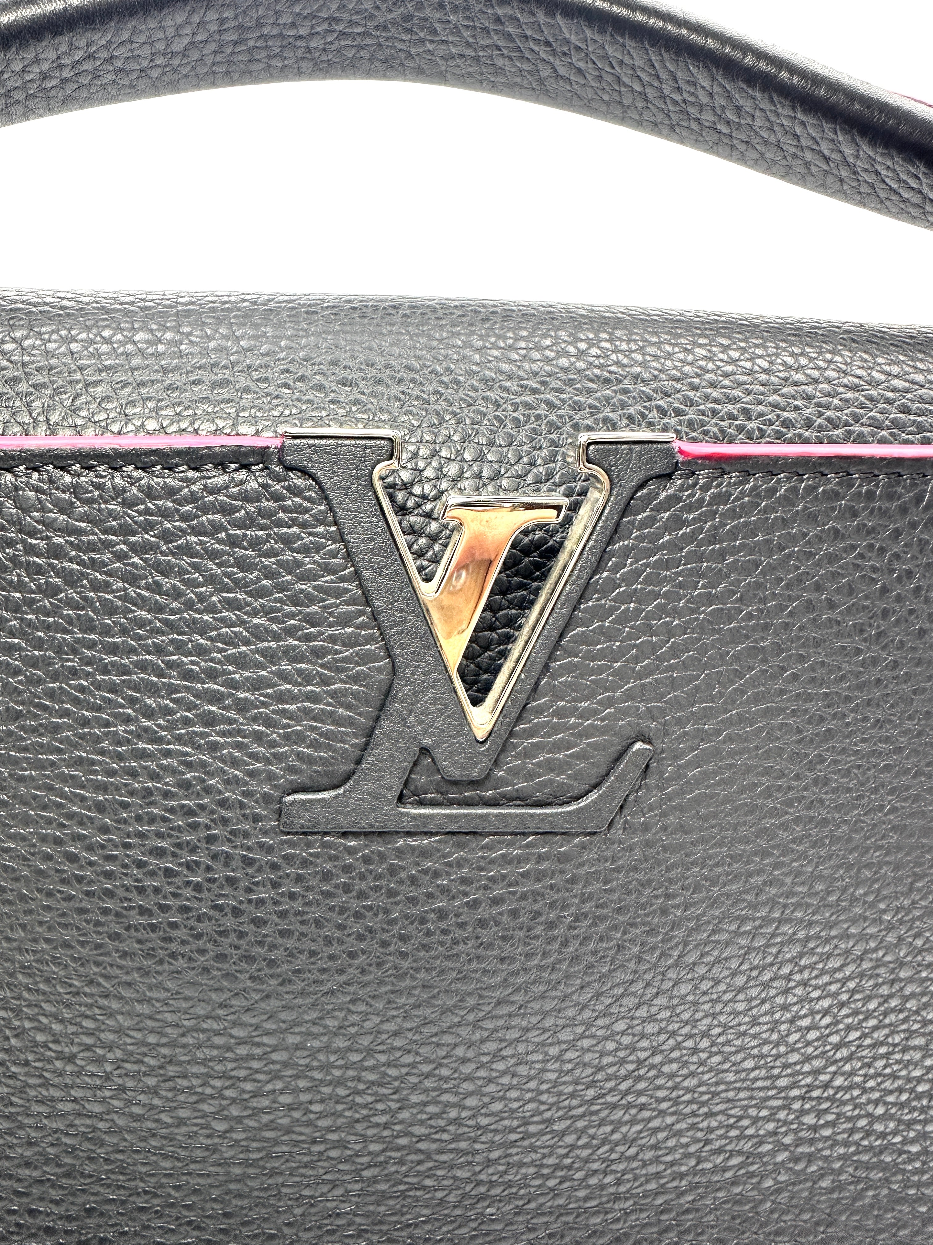 Louis Vuitton Capucines GM Black Taurillon Leather Handle Bag LV3019